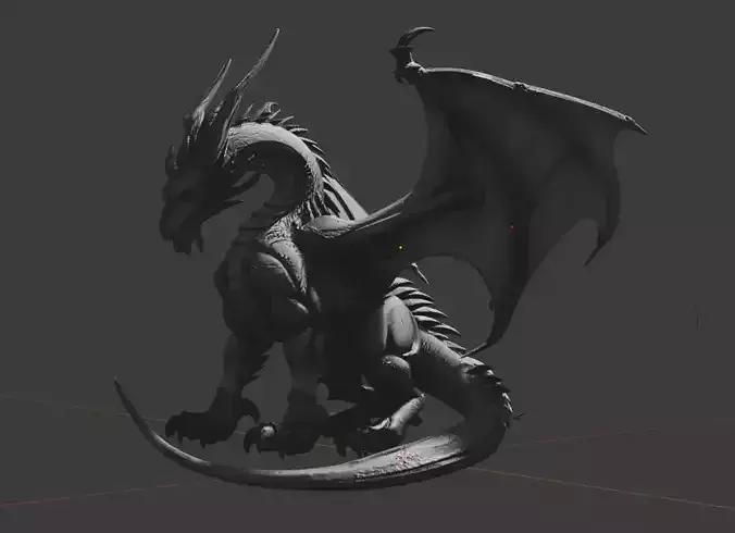 Stylized Dragon Asset  FBX with Textures  3D Printable  