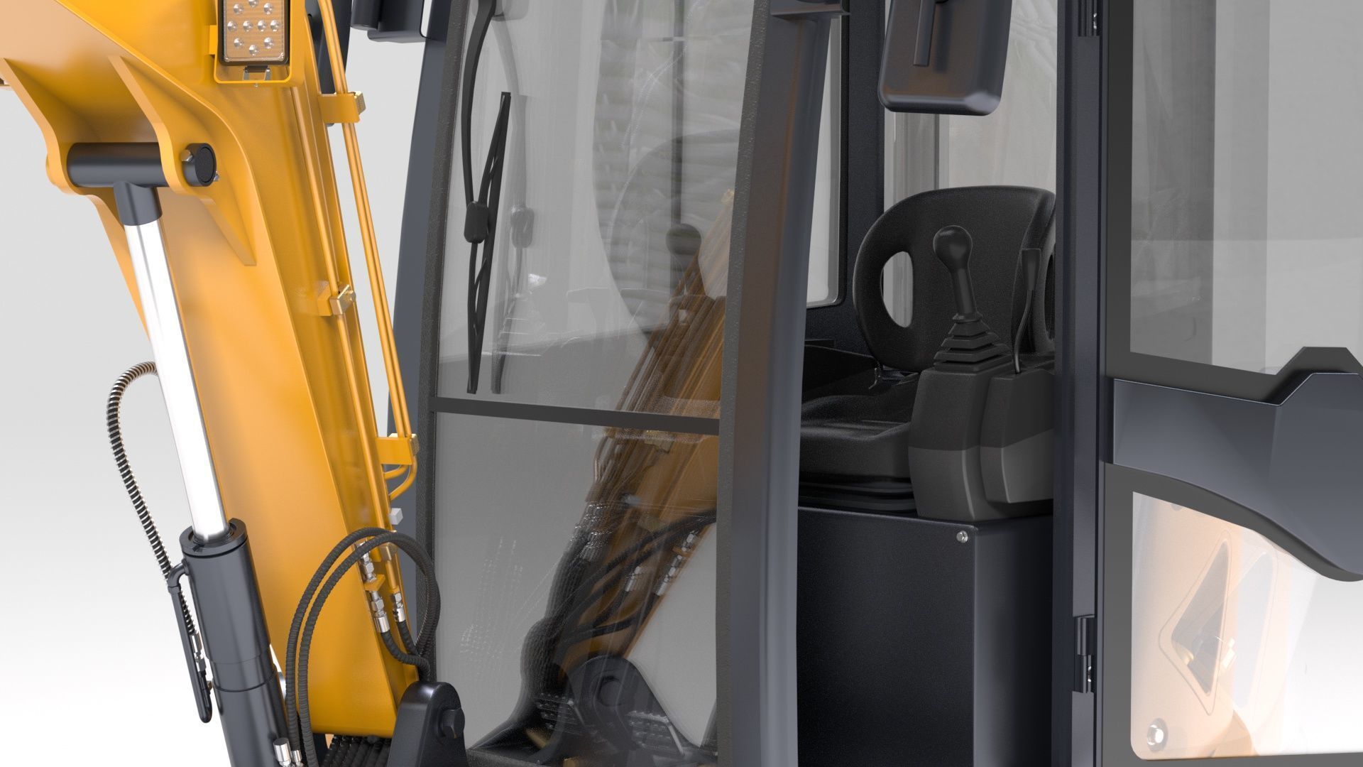 Mini Excavator with Cabin Rigged and Animated 3D model_61