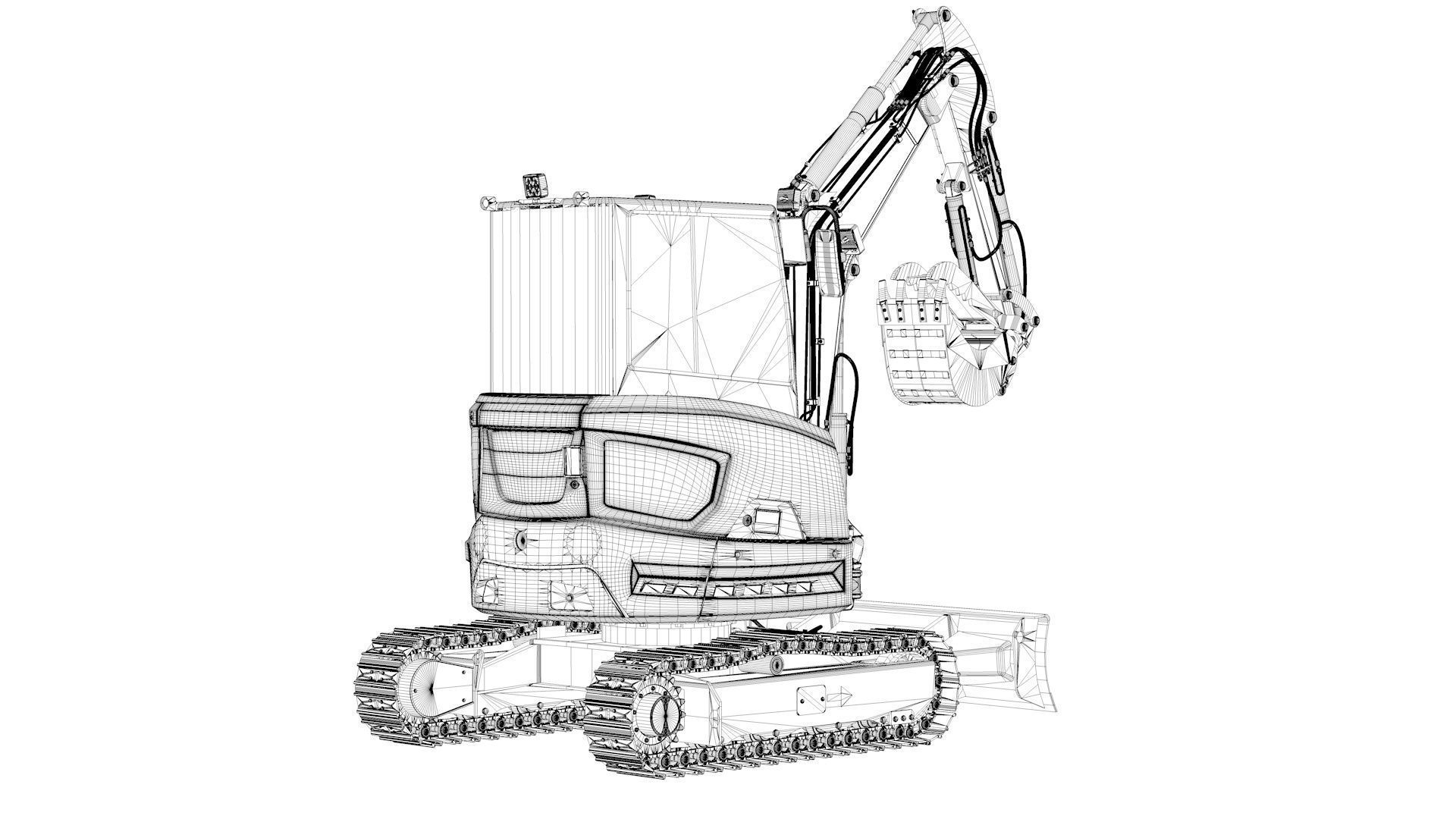 Mini Excavator with Cabin Rigged and Animated 3D model_66