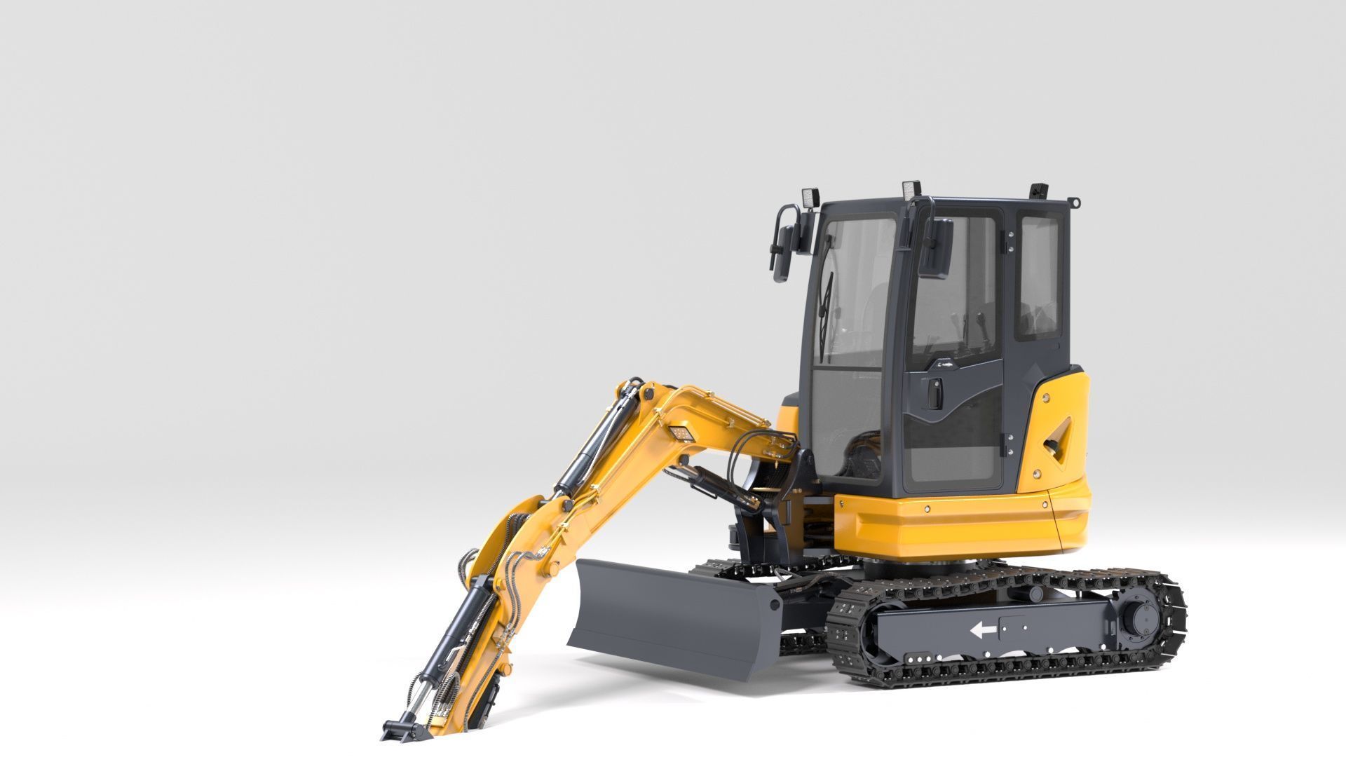 Mini Excavator with Cabin Rigged and Animated 3D model_38