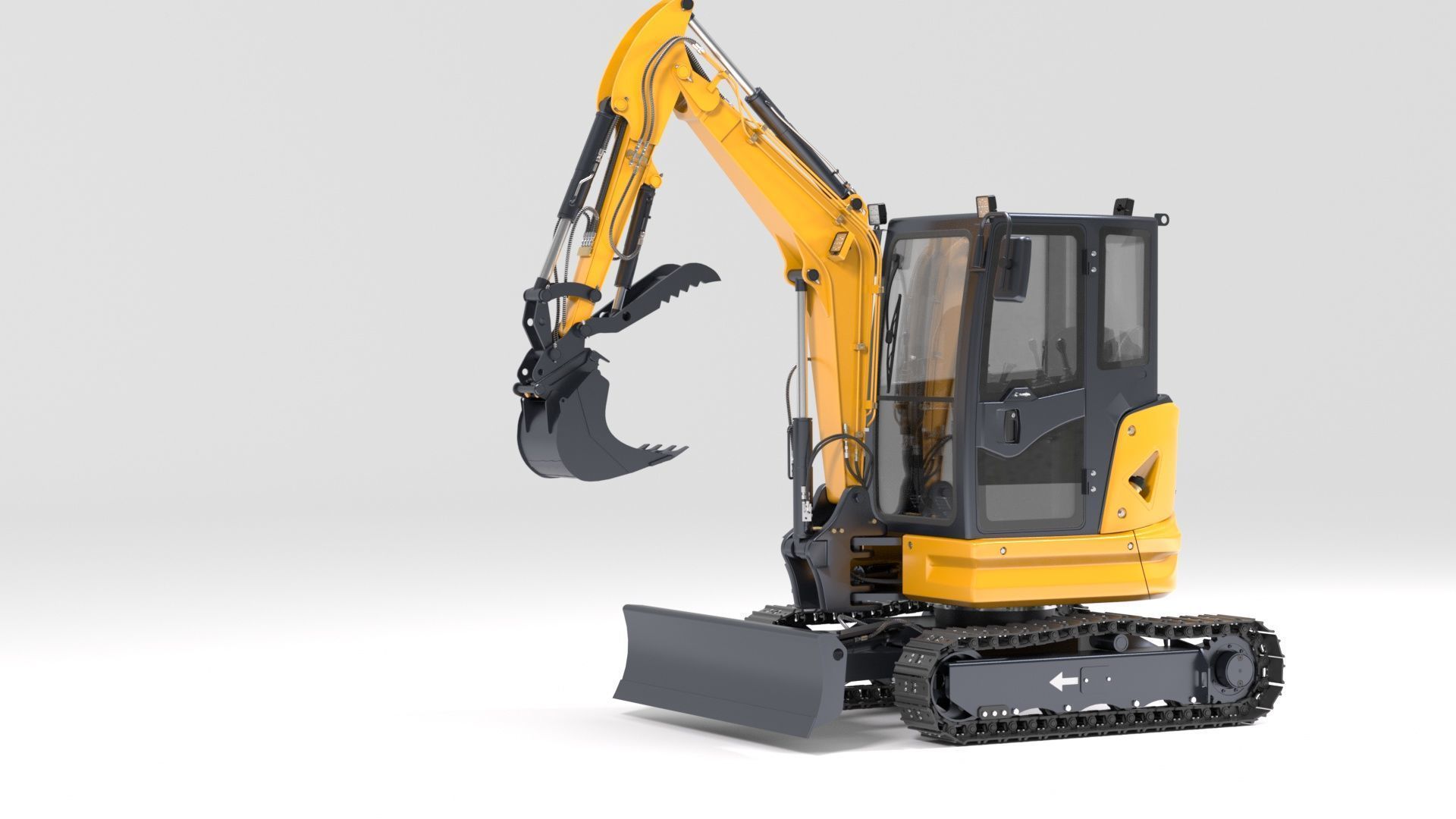 Mini Excavator with Cabin Rigged and Animated 3D model_17