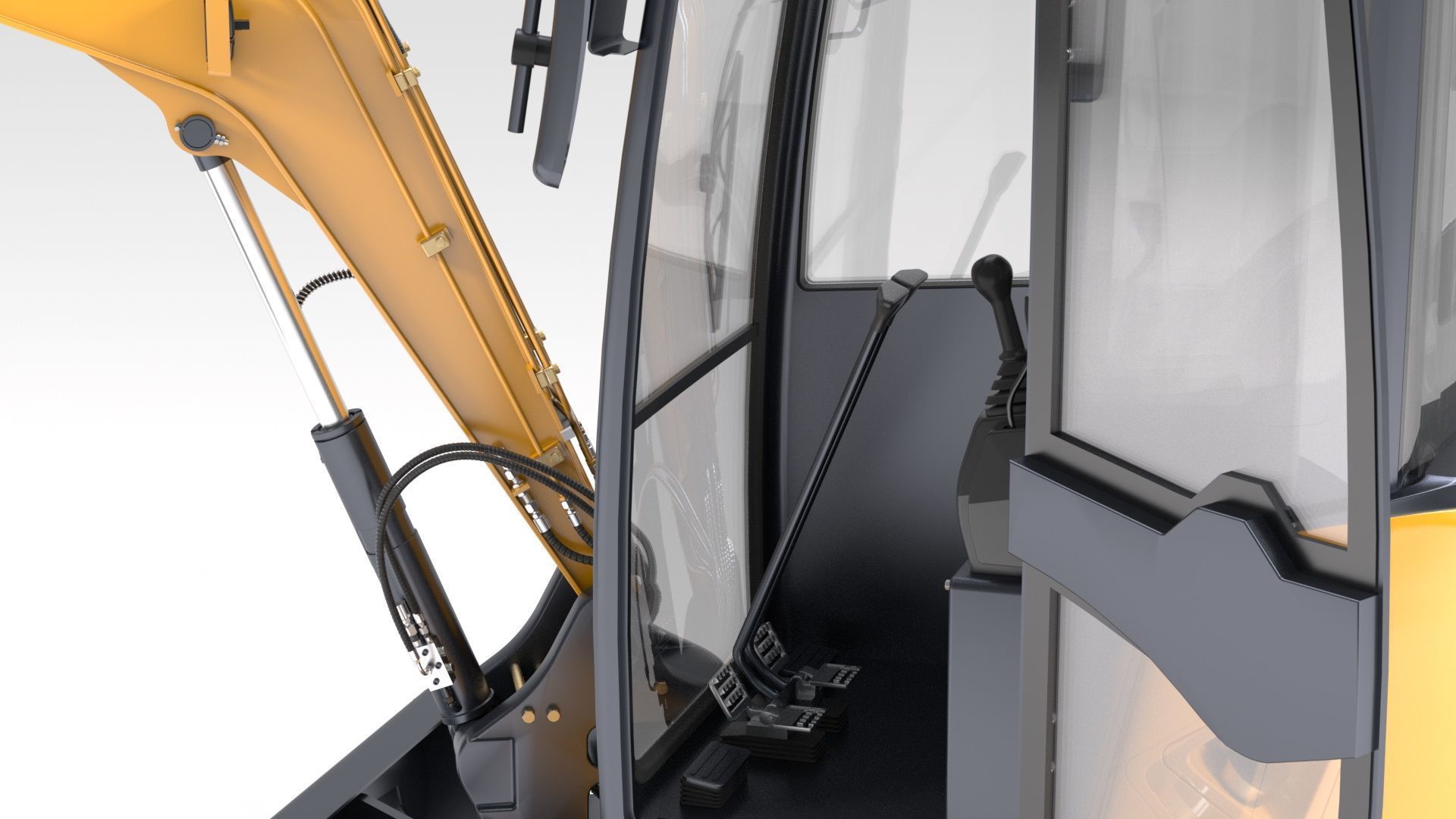Mini Excavator with Cabin Rigged and Animated 3D model_62