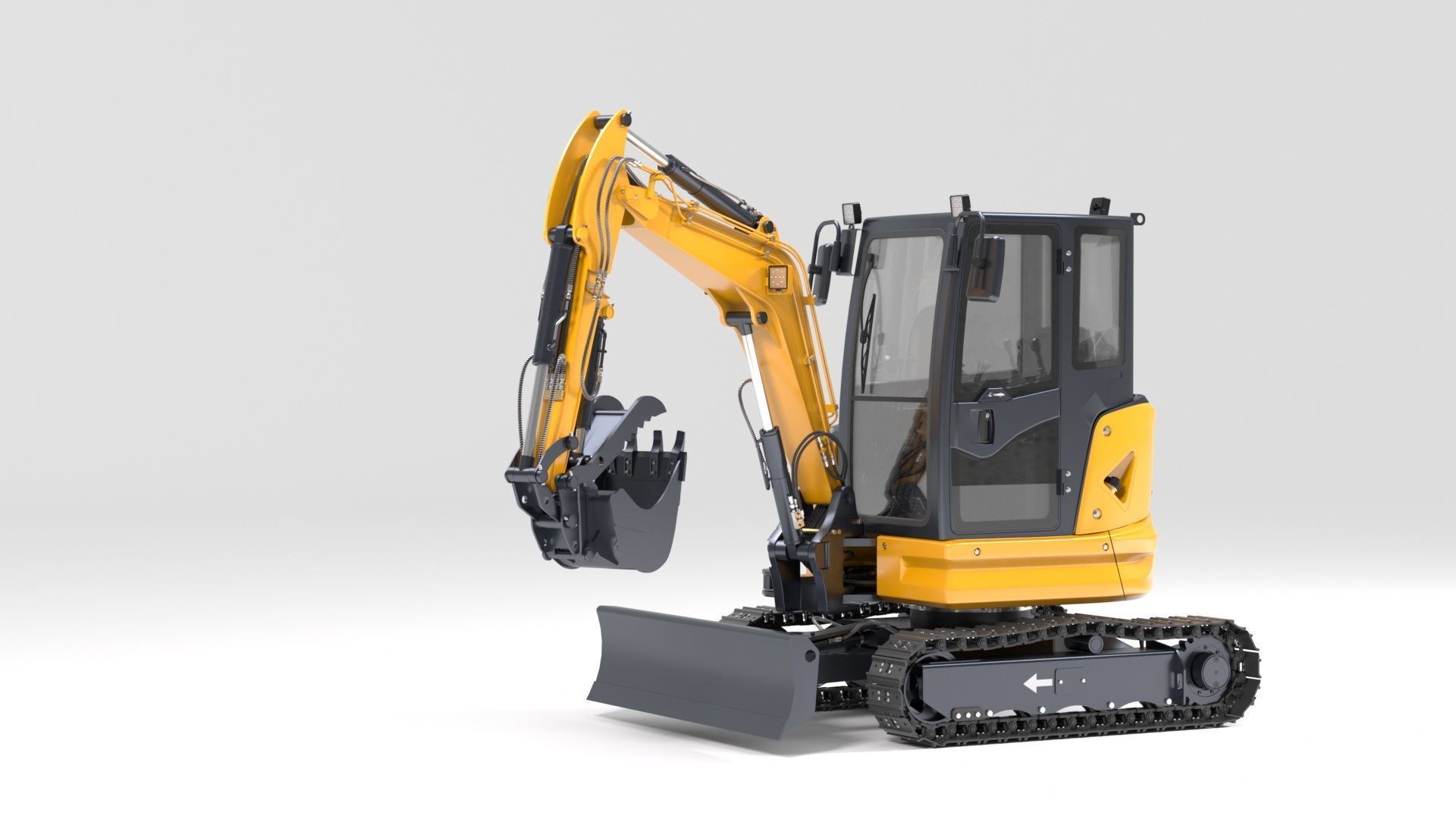 Mini Excavator with Cabin Rigged and Animated 3D model_54