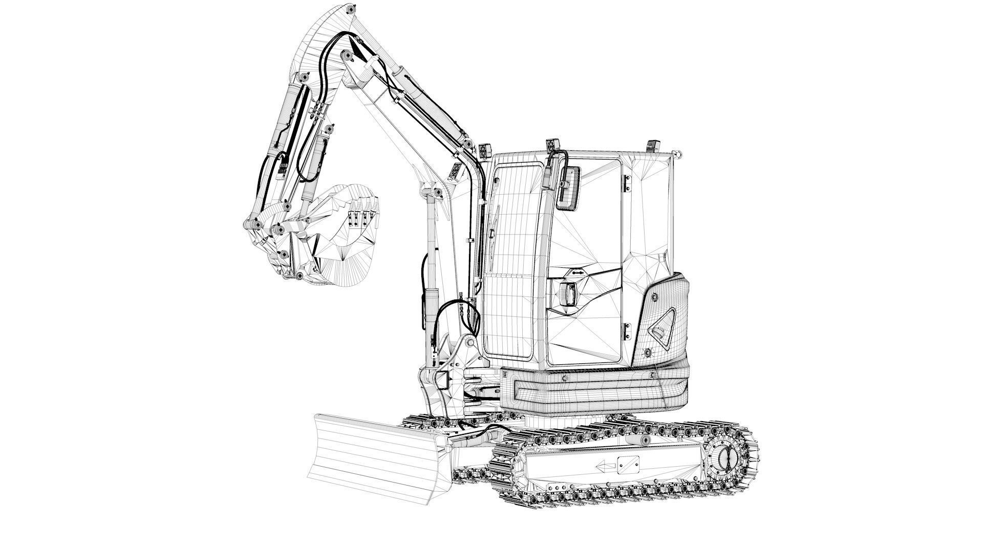 Mini Excavator with Cabin Rigged and Animated 3D model_64