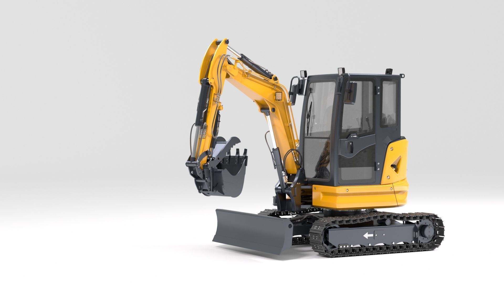 Mini Excavator with Cabin Rigged and Animated 3D model_51