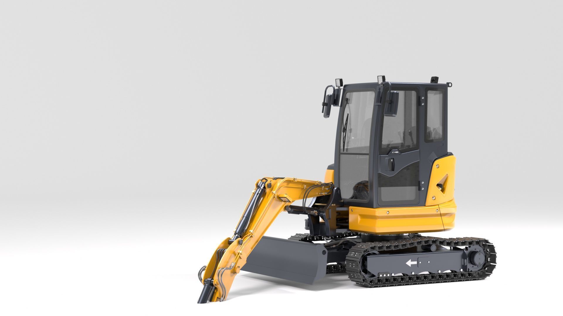 Mini Excavator with Cabin Rigged and Animated 3D model_39
