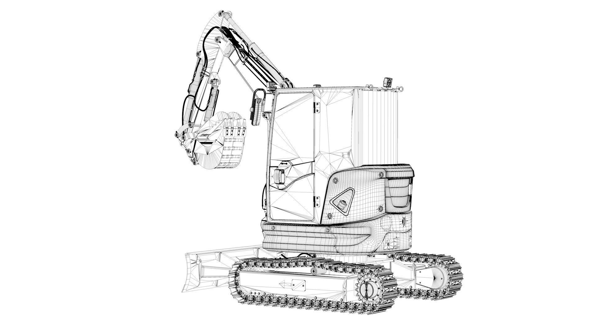 Mini Excavator with Cabin Rigged and Animated 3D model_65