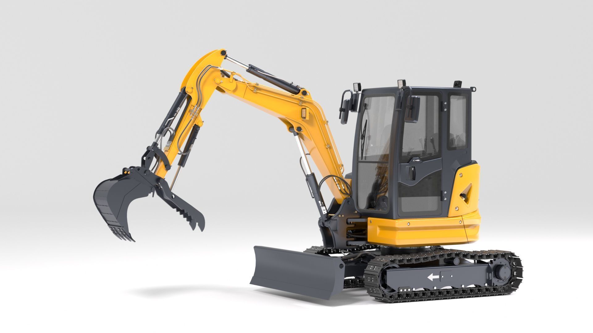 Mini Excavator with Cabin Rigged and Animated 3D model_25