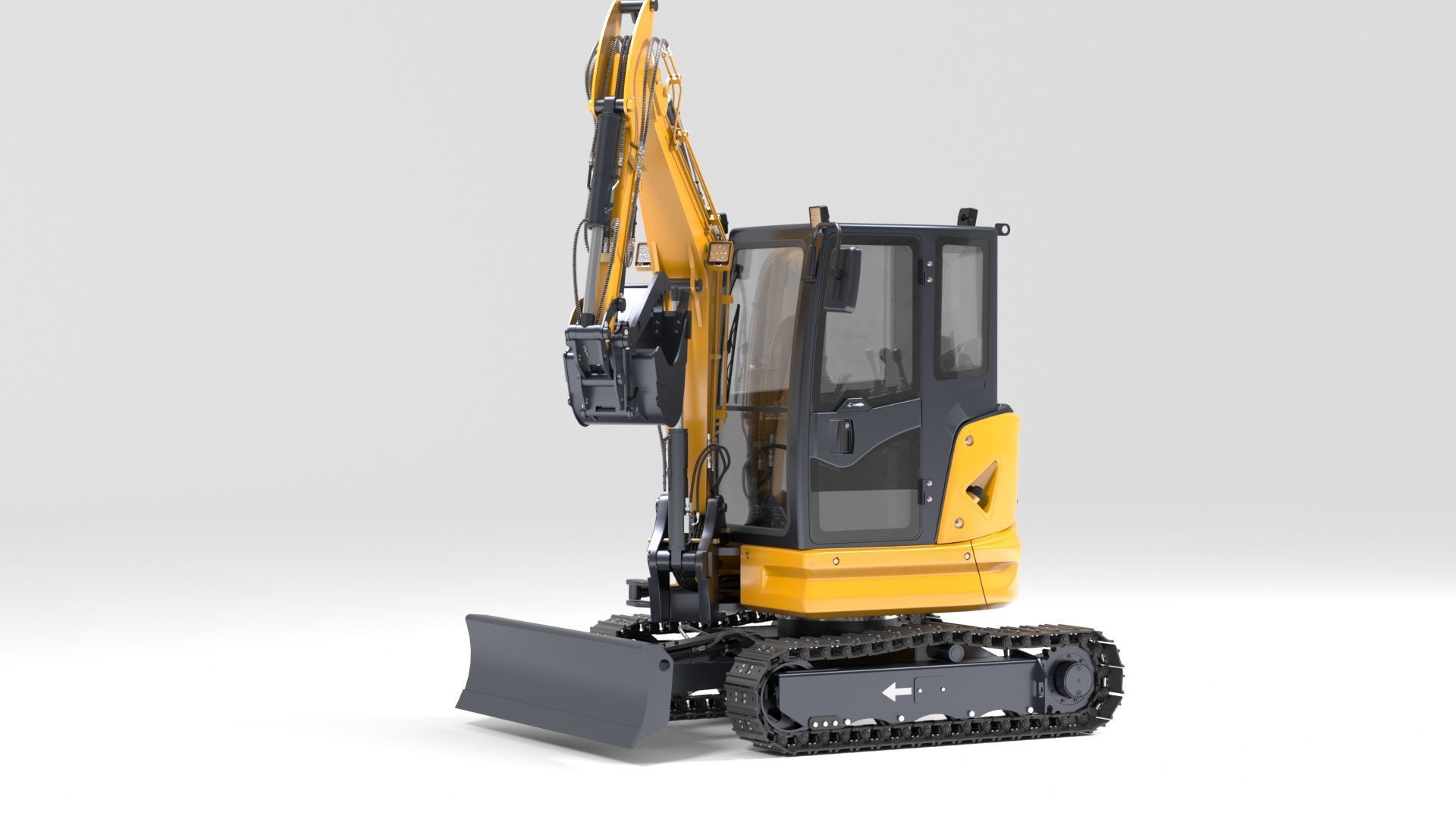 Mini Excavator with Cabin Rigged and Animated 3D model_14