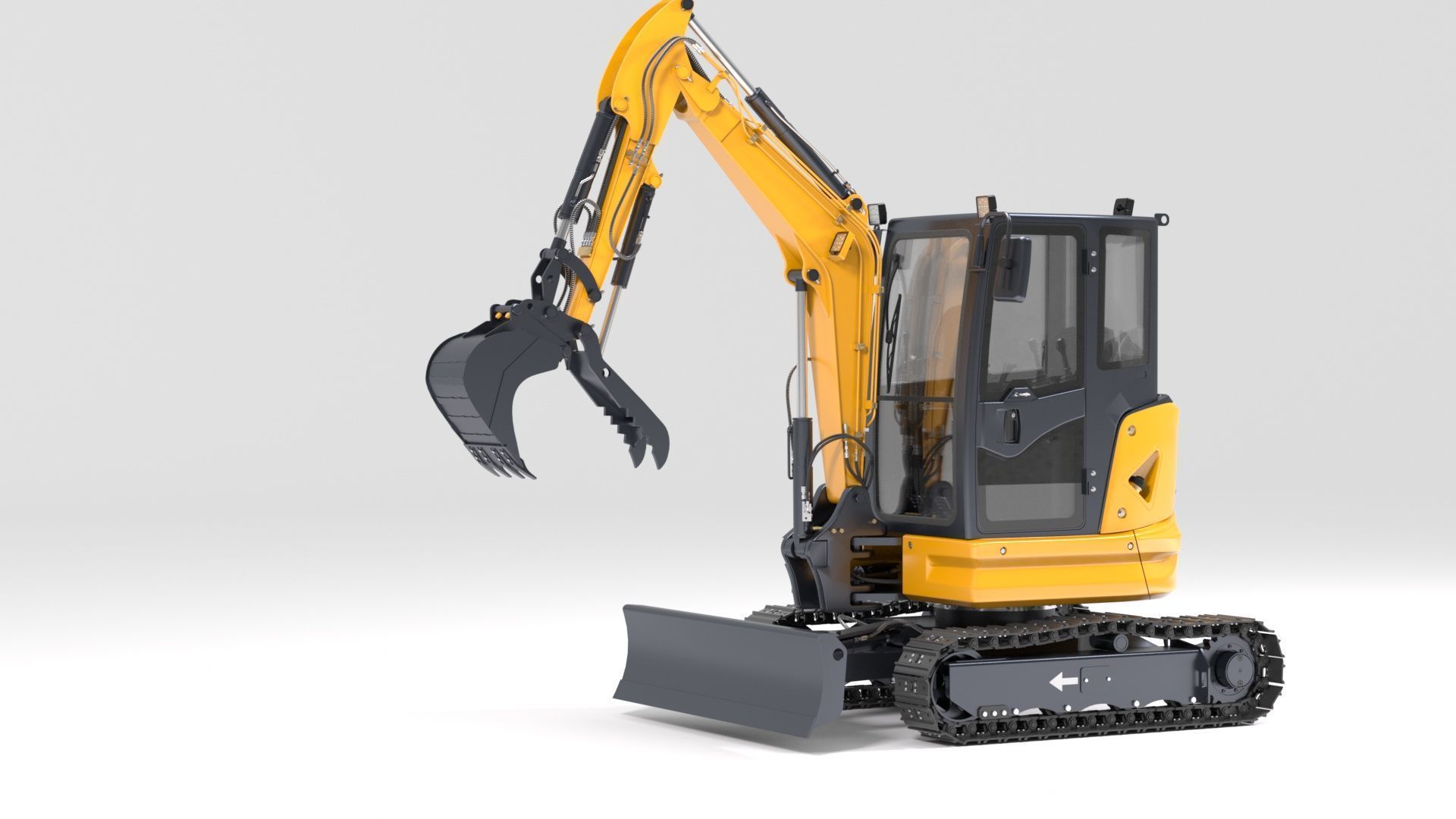 Mini Excavator with Cabin Rigged and Animated 3D model_20