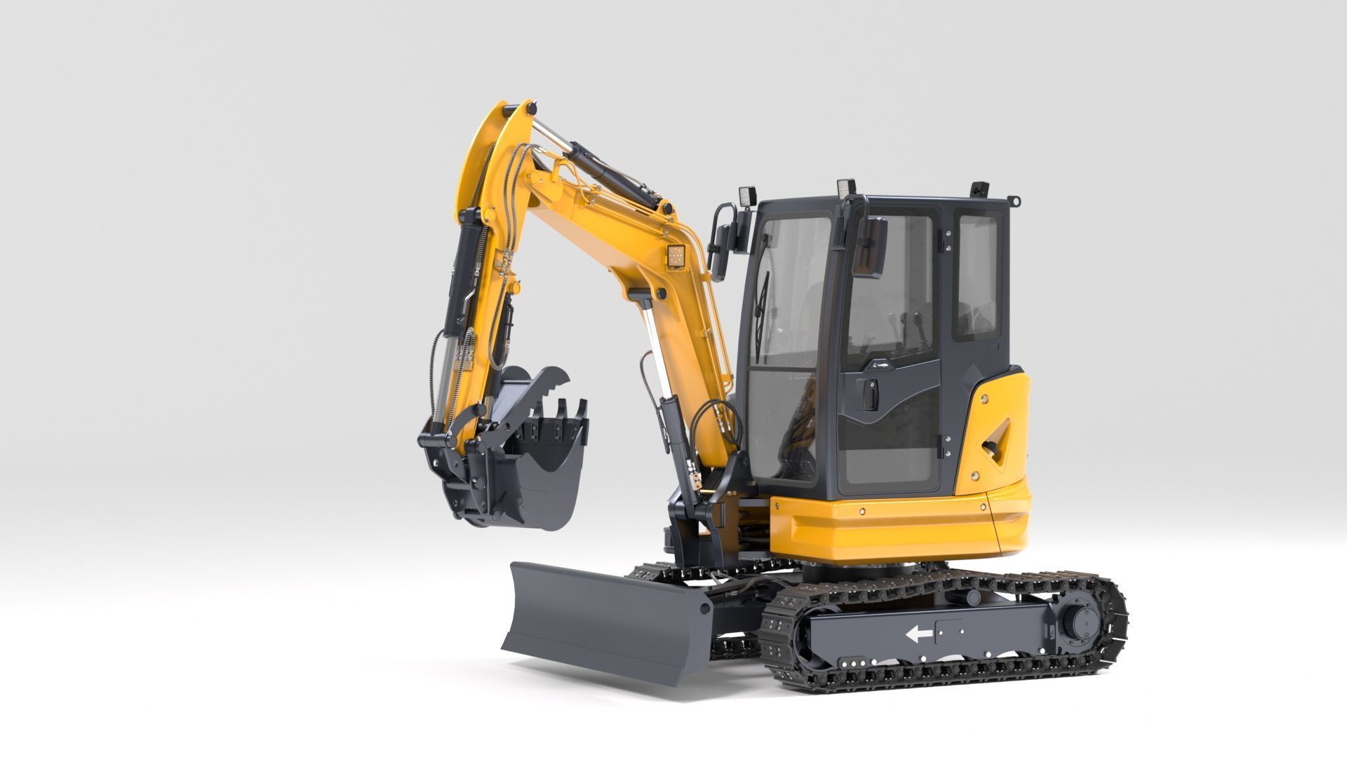 Mini Excavator with Cabin Rigged and Animated 3D model_56