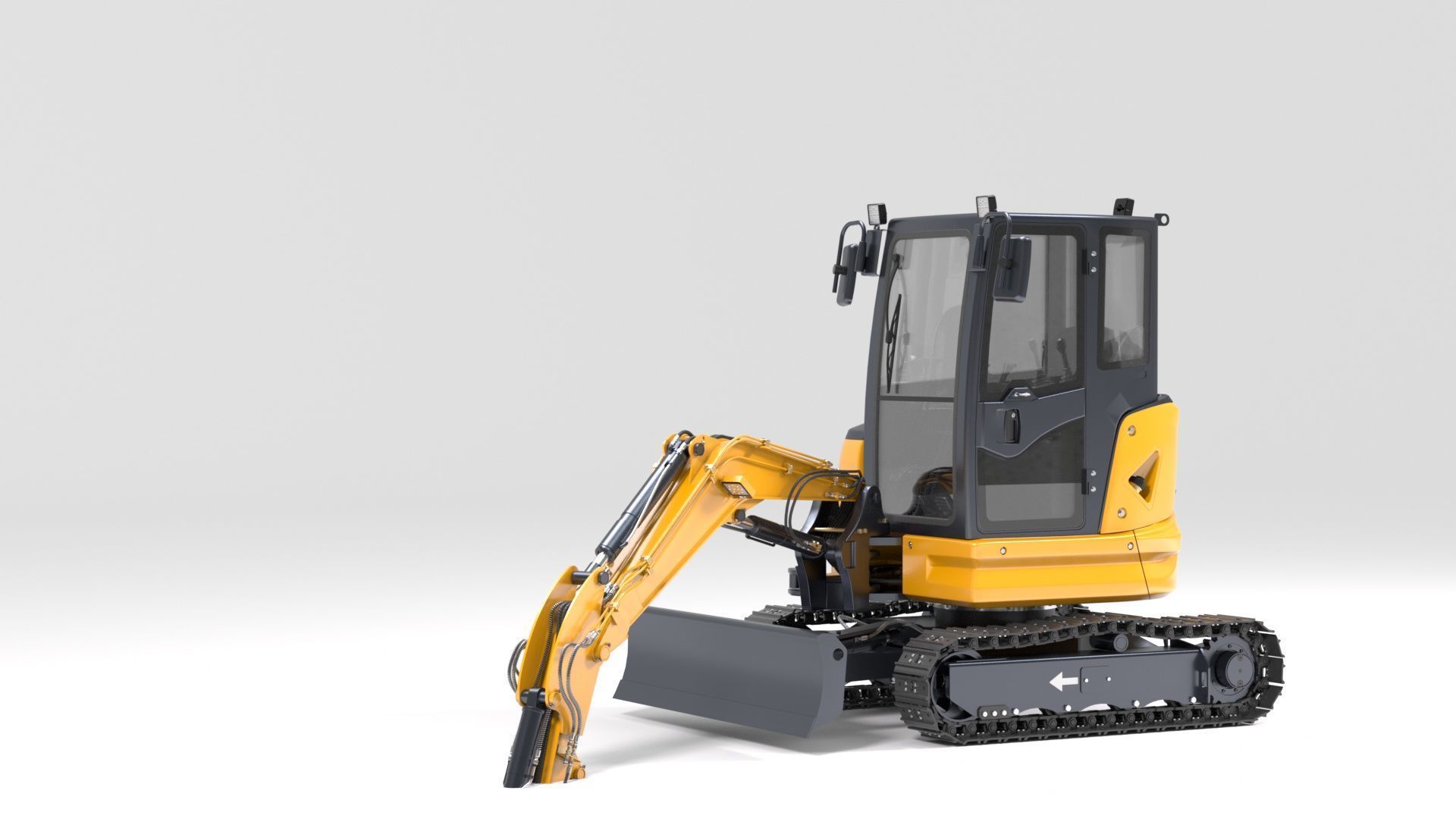 Mini Excavator with Cabin Rigged and Animated 3D model_42