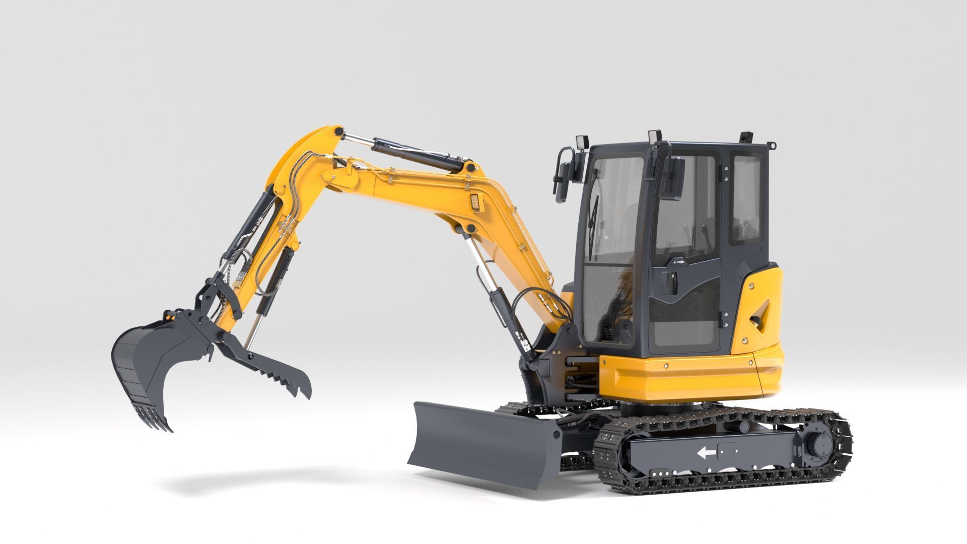 Mini Excavator with Cabin Rigged and Animated 3D model_26
