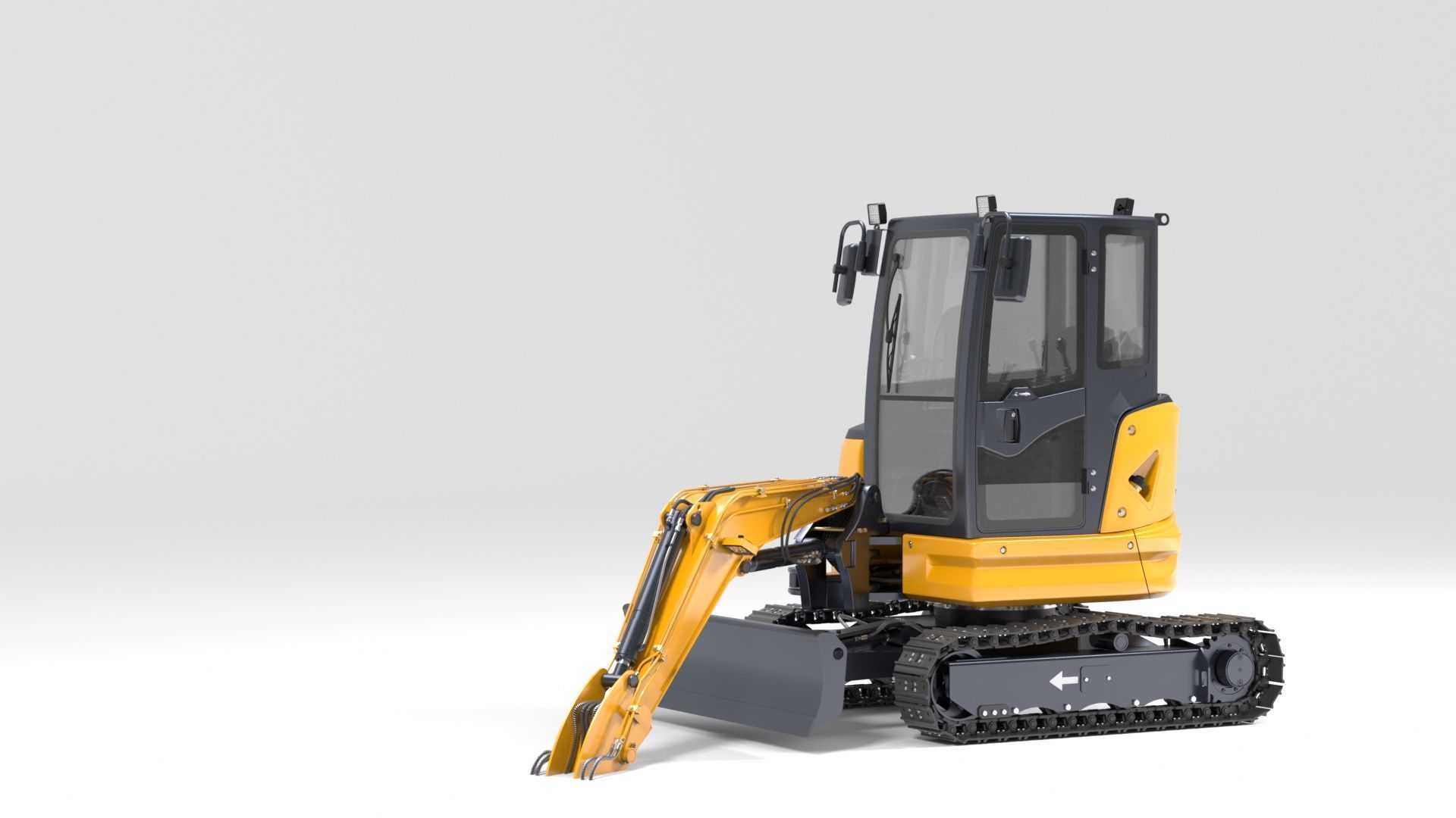 Mini Excavator with Cabin Rigged and Animated 3D model_40