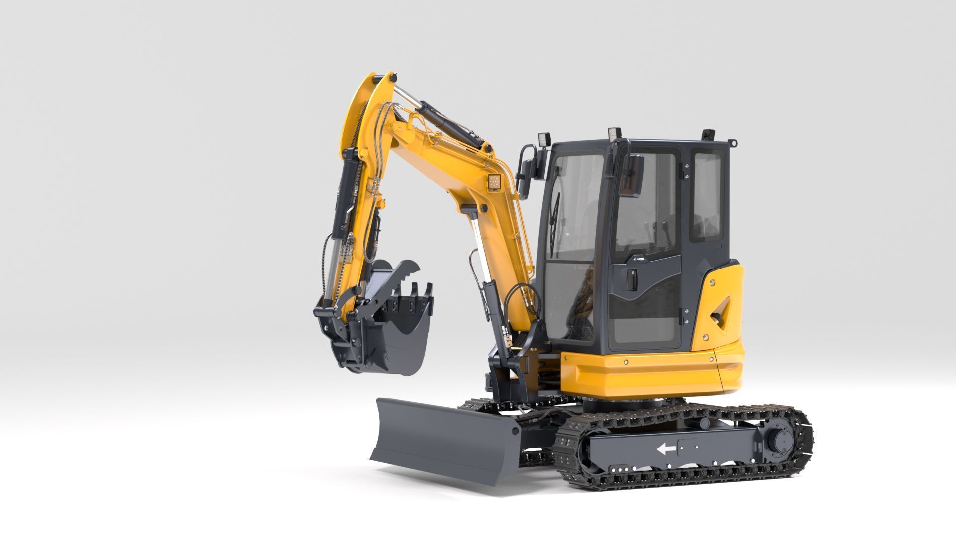 Mini Excavator with Cabin Rigged and Animated 3D model_55