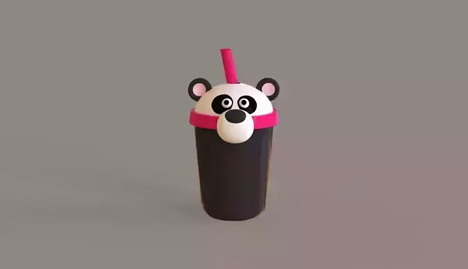 Panda with Bubble Tea Pack 03 Low-poly 3D model