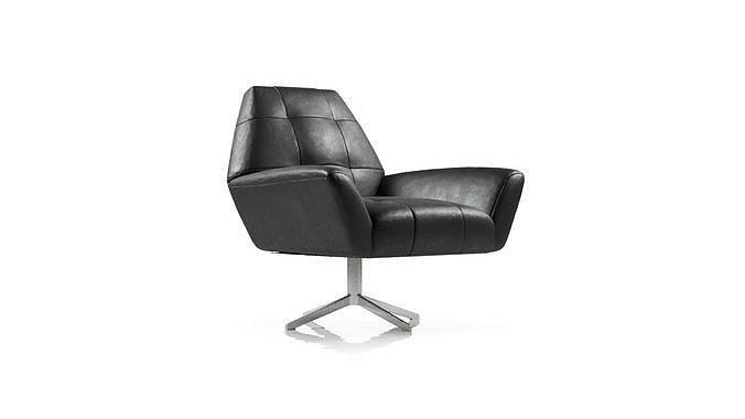 Rhodes Swivel Leather Lounge Chair 3D model