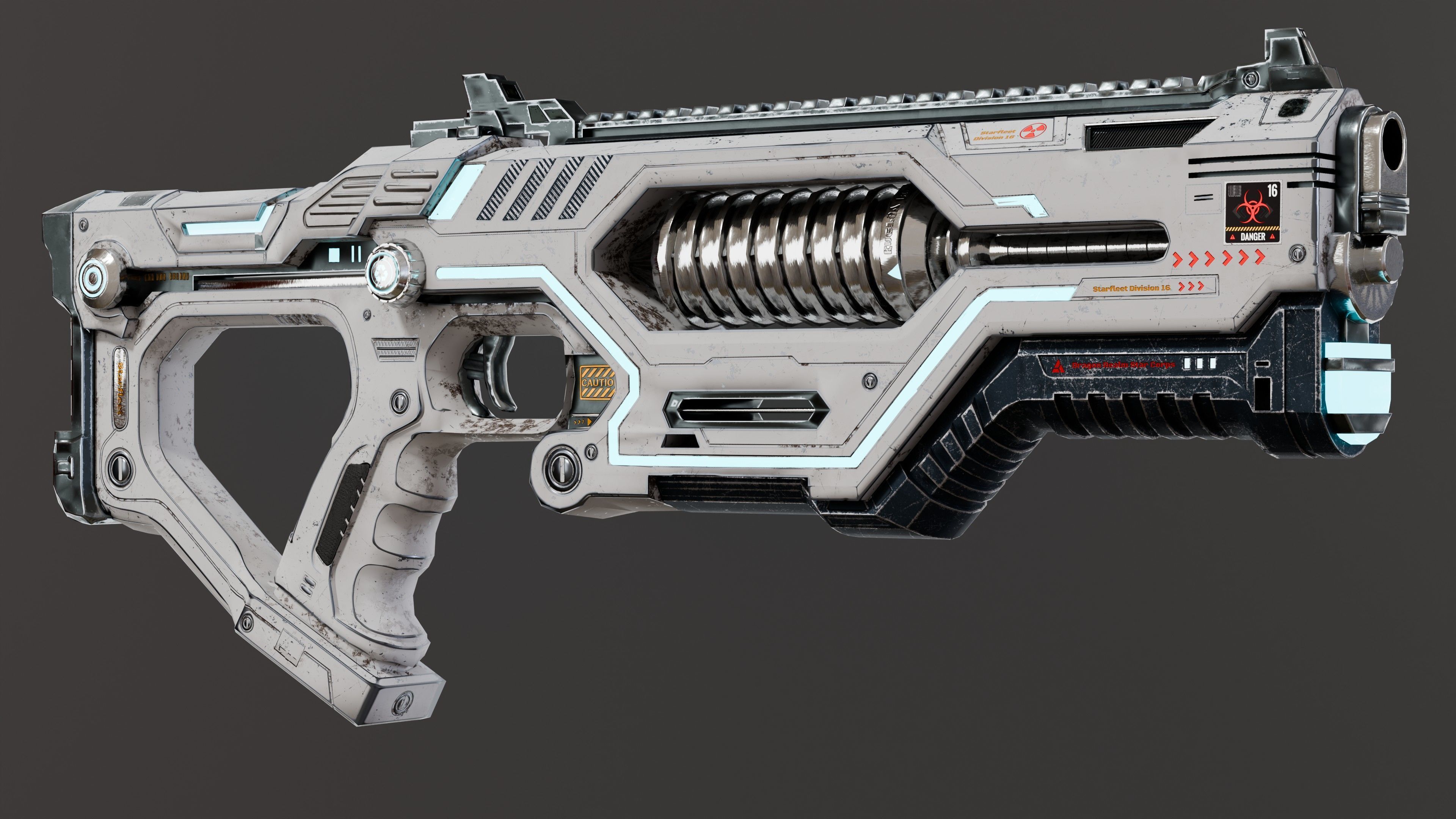 Sci-fi gun Low-poly 3D model_14