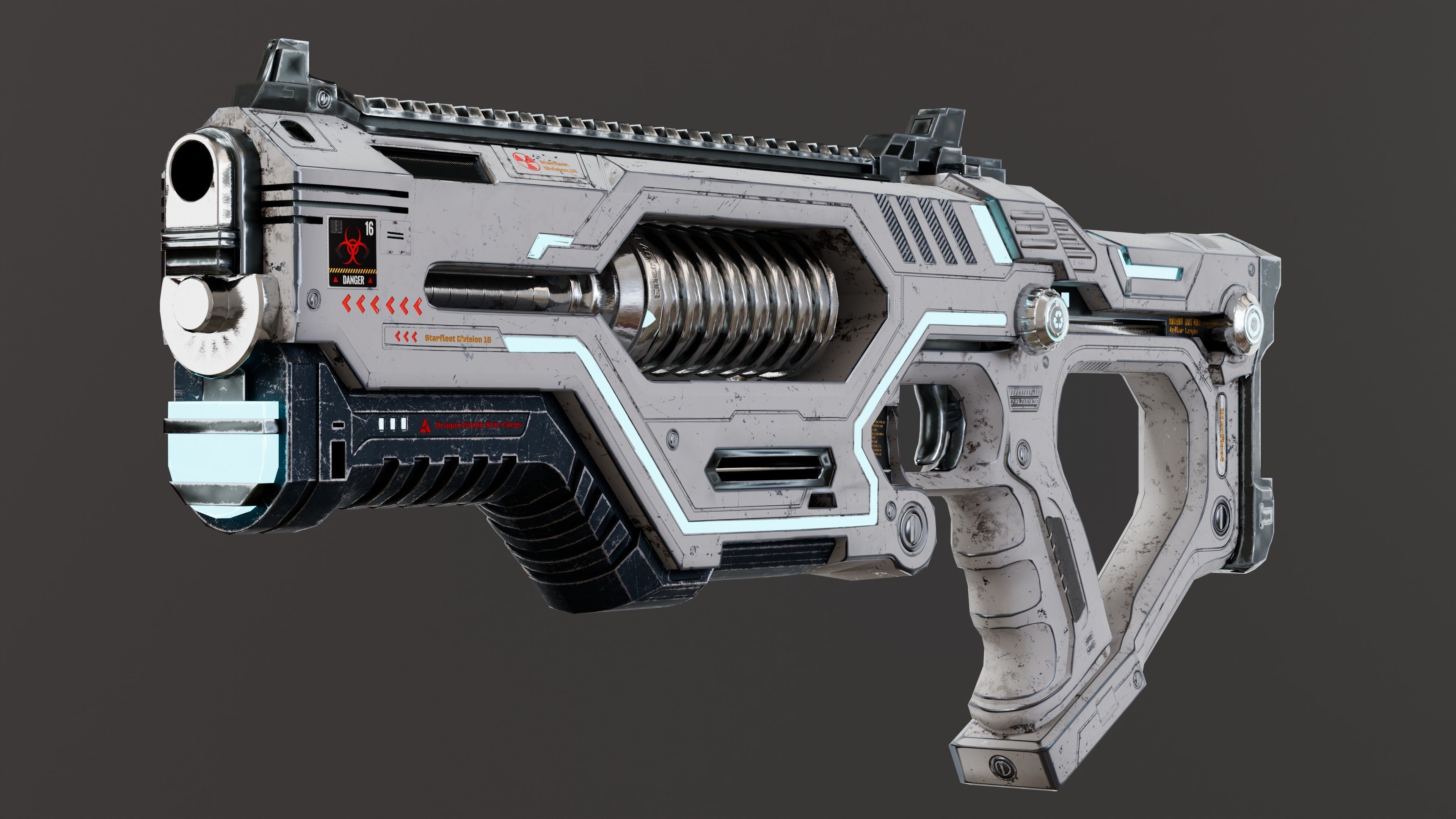 Sci-fi gun Low-poly 3D model_10