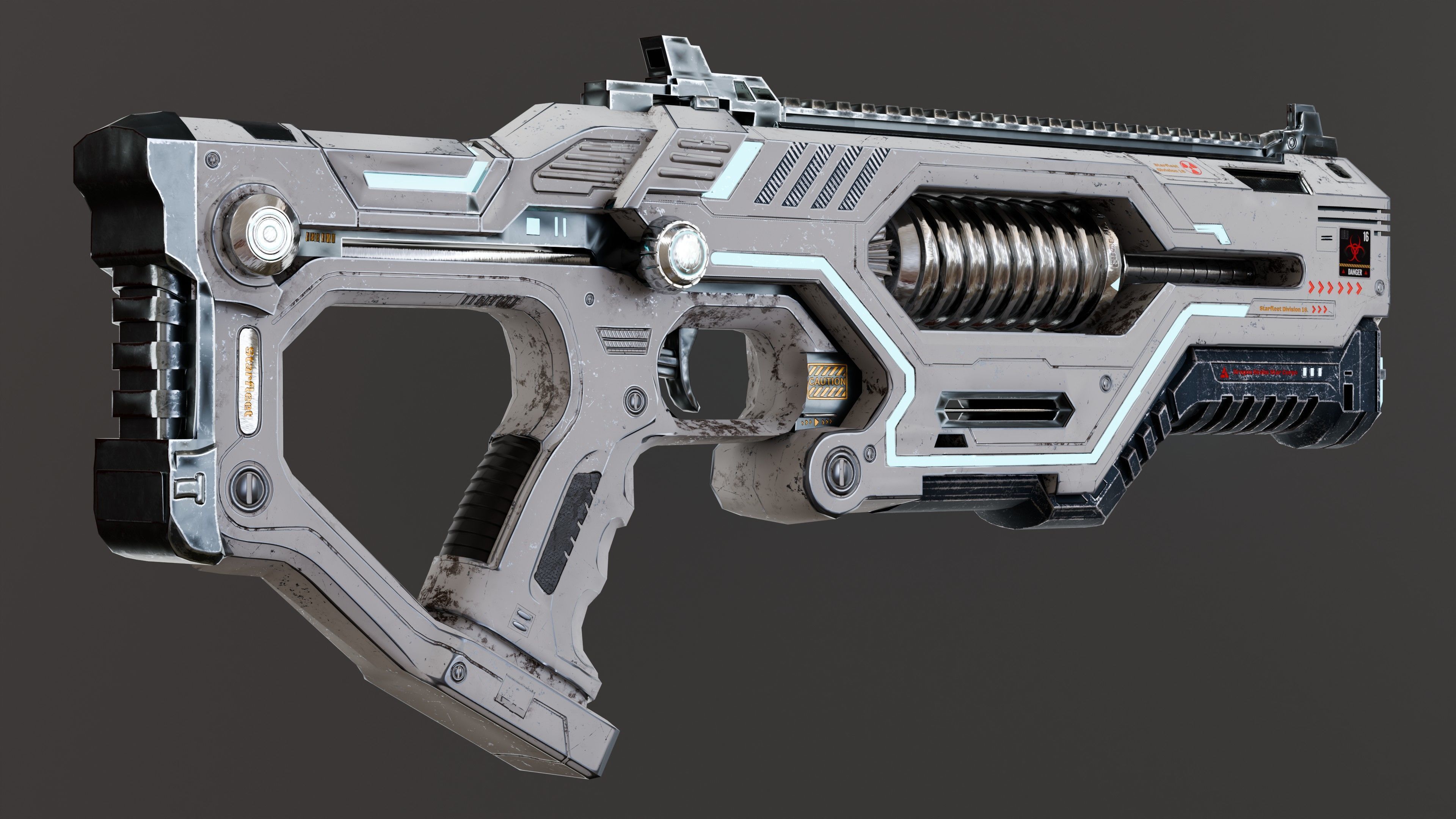 Sci-fi gun Low-poly 3D model_13