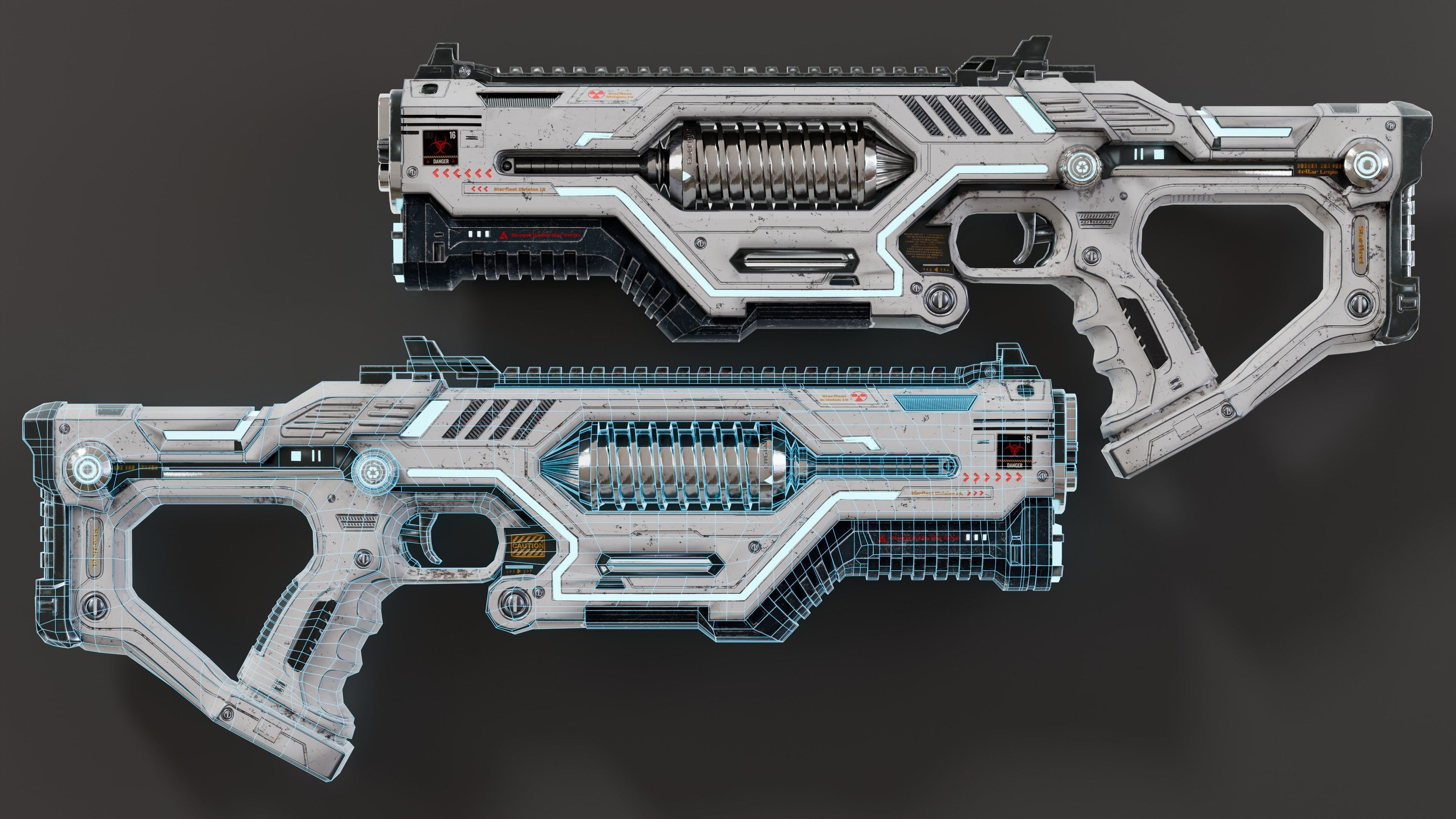 Sci-fi gun Low-poly 3D model_8