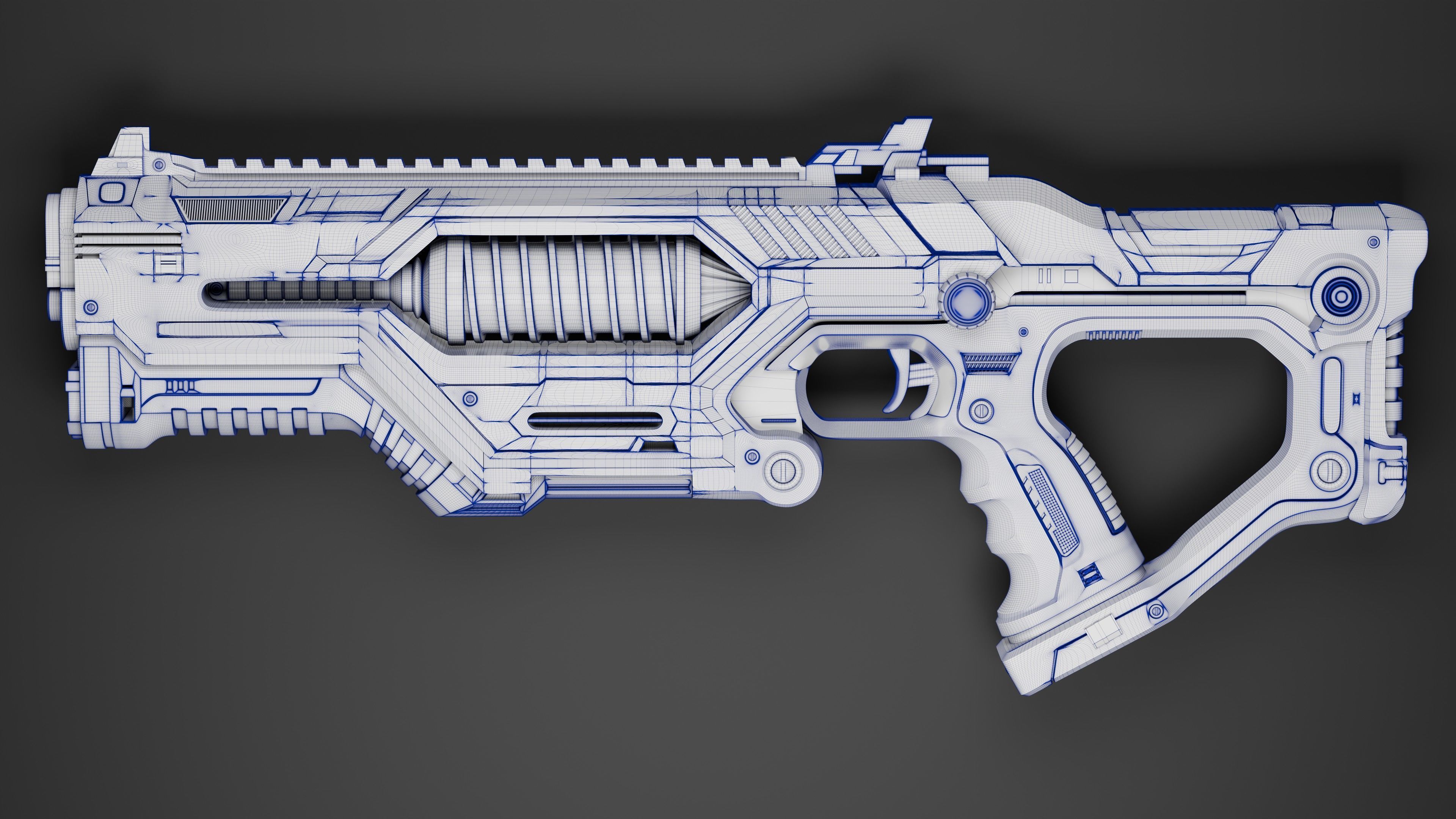 Sci-fi gun Low-poly 3D model_15