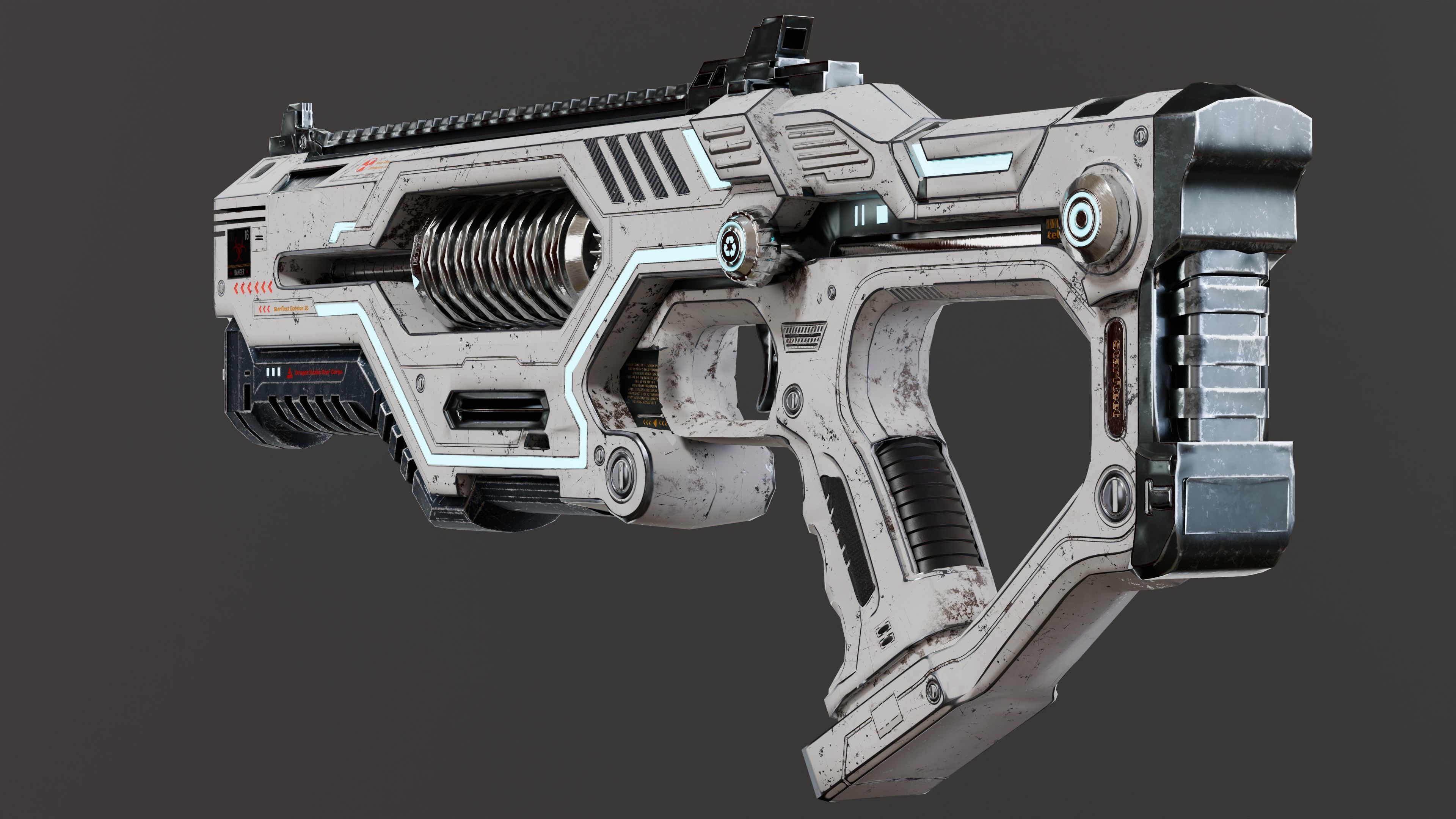 Sci-fi gun Low-poly 3D model_11