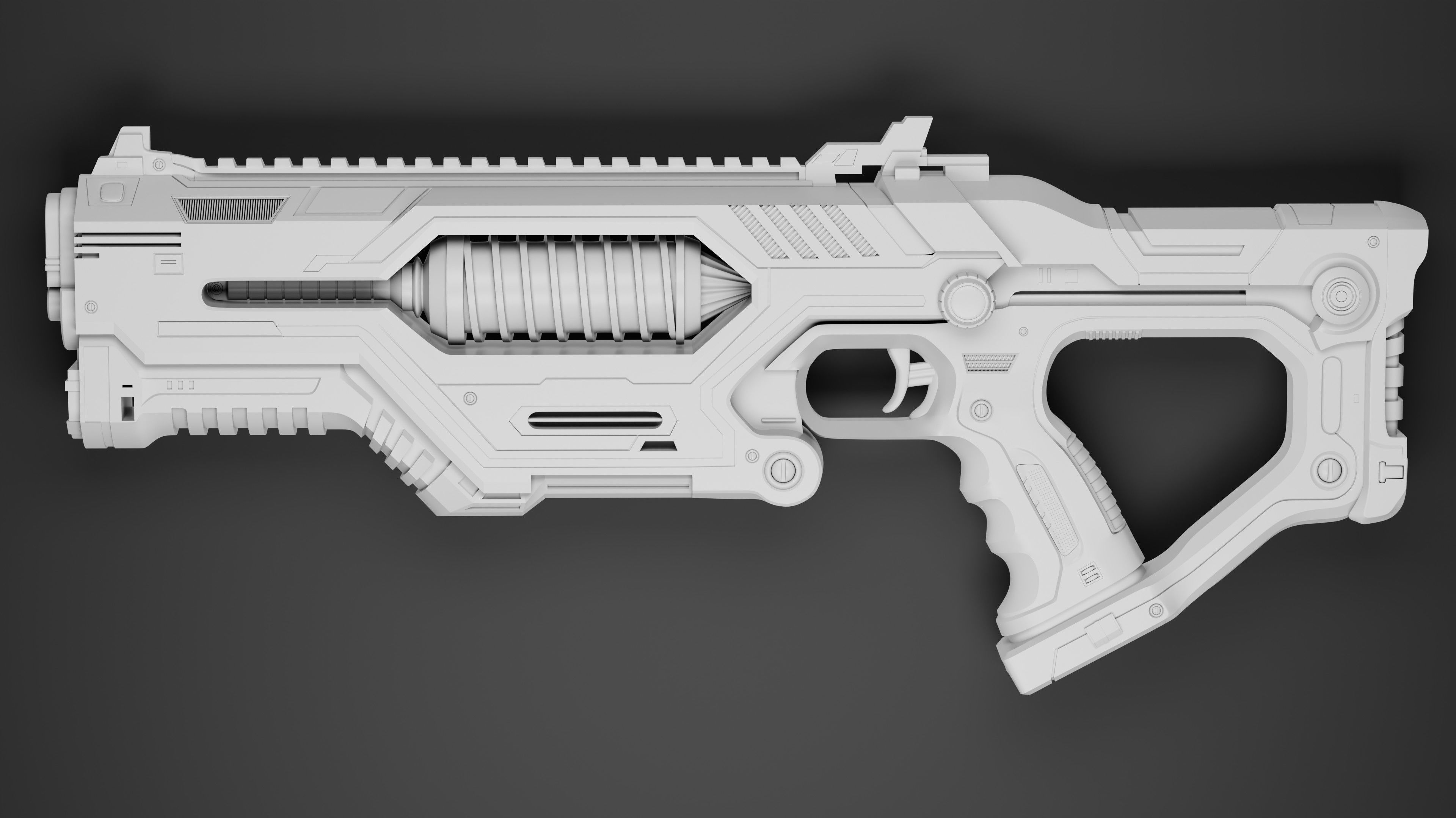 Sci-fi gun Low-poly 3D model_16