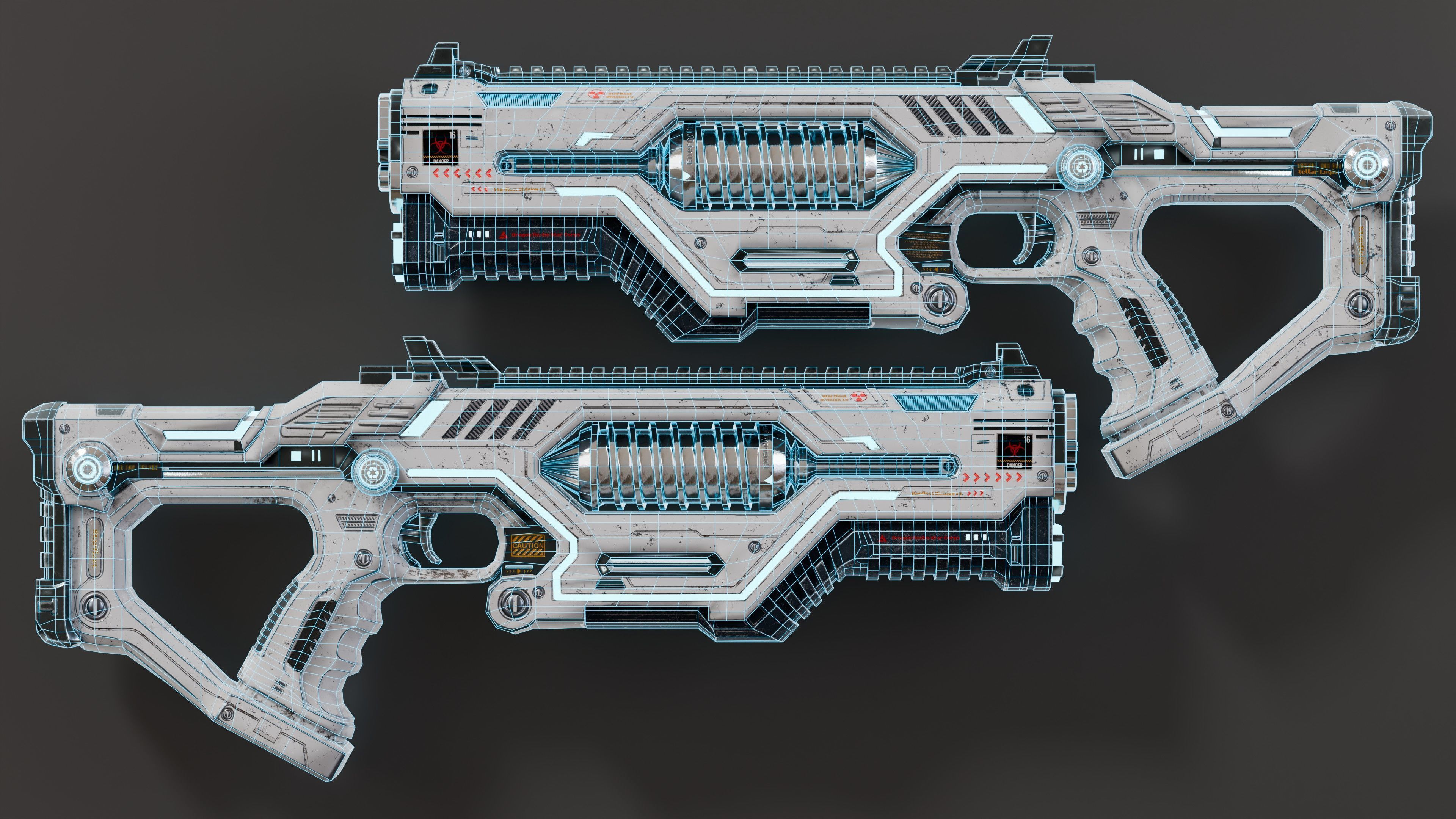 Sci-fi gun Low-poly 3D model_9