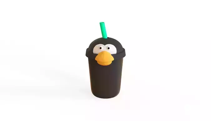 Penguin with Bubble Tea Pack 03 Low-poly 3D model