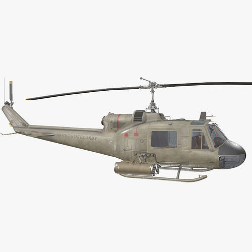 Bell UH-1C US Army Basic Animation Low-poly 3D model