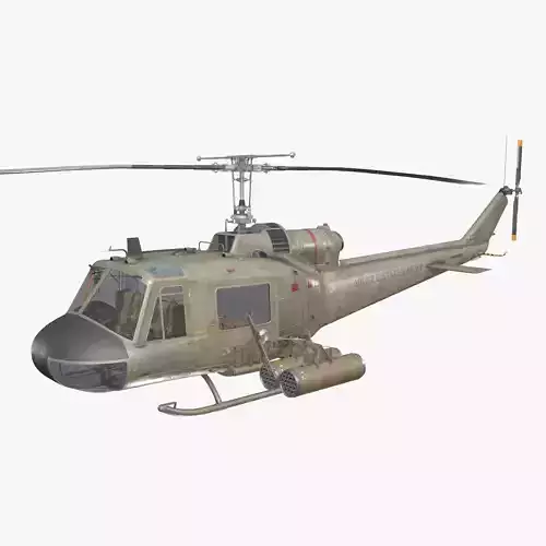 Bell UH-1C US Army Complex Animation Low-poly 3D model