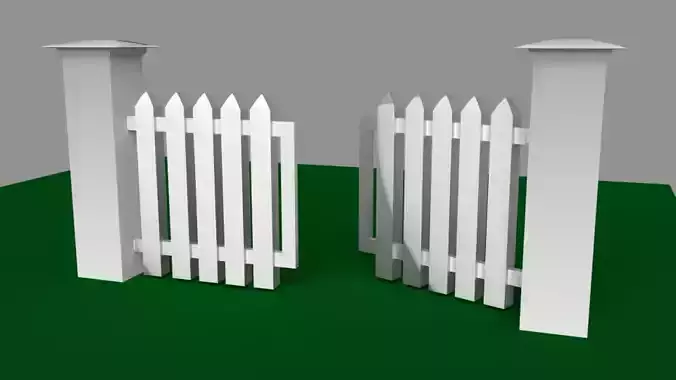 White Picket Gate Low-poly 3D model