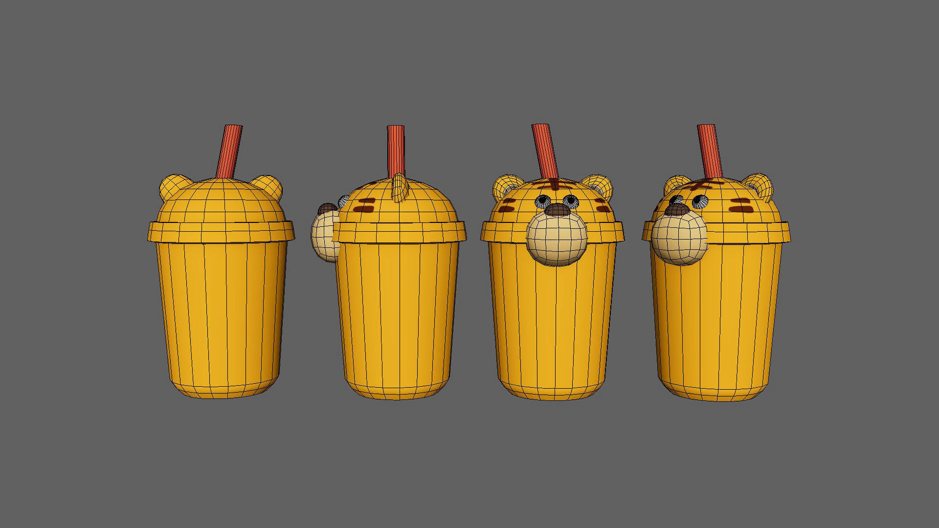 Tiger with Bubble Tea Pack 03 Low-poly 3D model_7