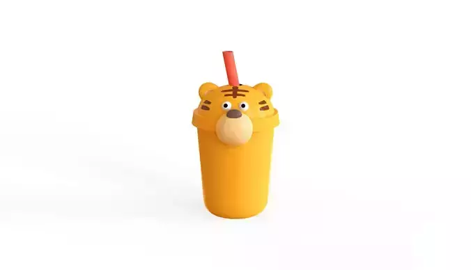Tiger with Bubble Tea Pack 03 Low-poly 3D model
