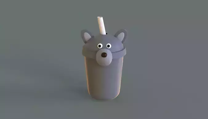 Wolf with Bubble Tea Pack 03 Low-poly 3D model