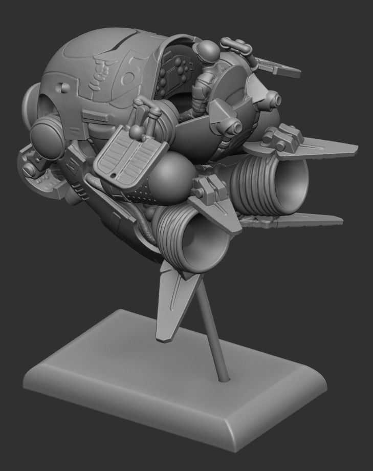 Racer Pod Sci Fi vintage vehicle 3D print model_2