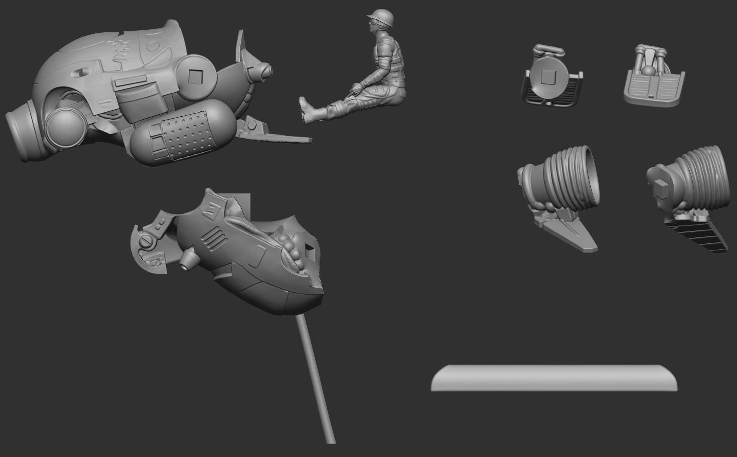 Racer Pod Sci Fi vintage vehicle 3D print model_5