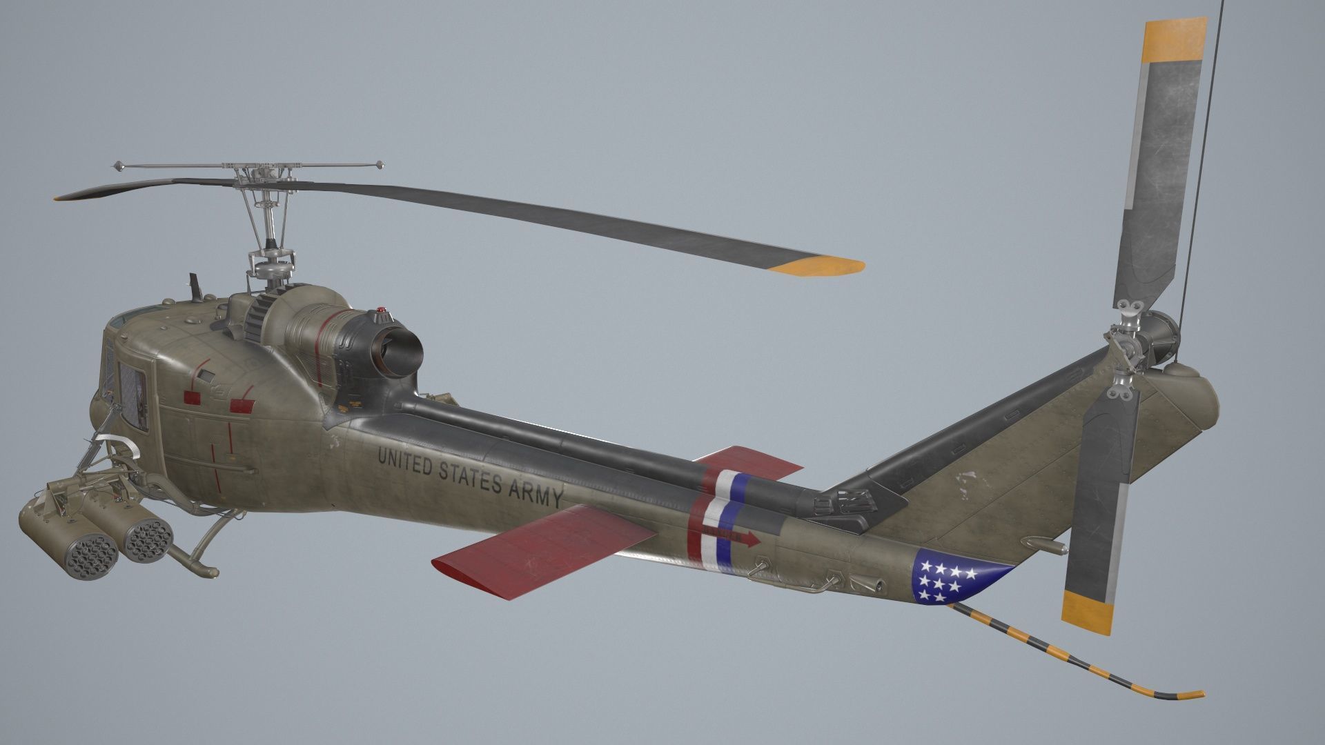 Bell UH-1C US Army 2 Static Low-poly 3D model_4