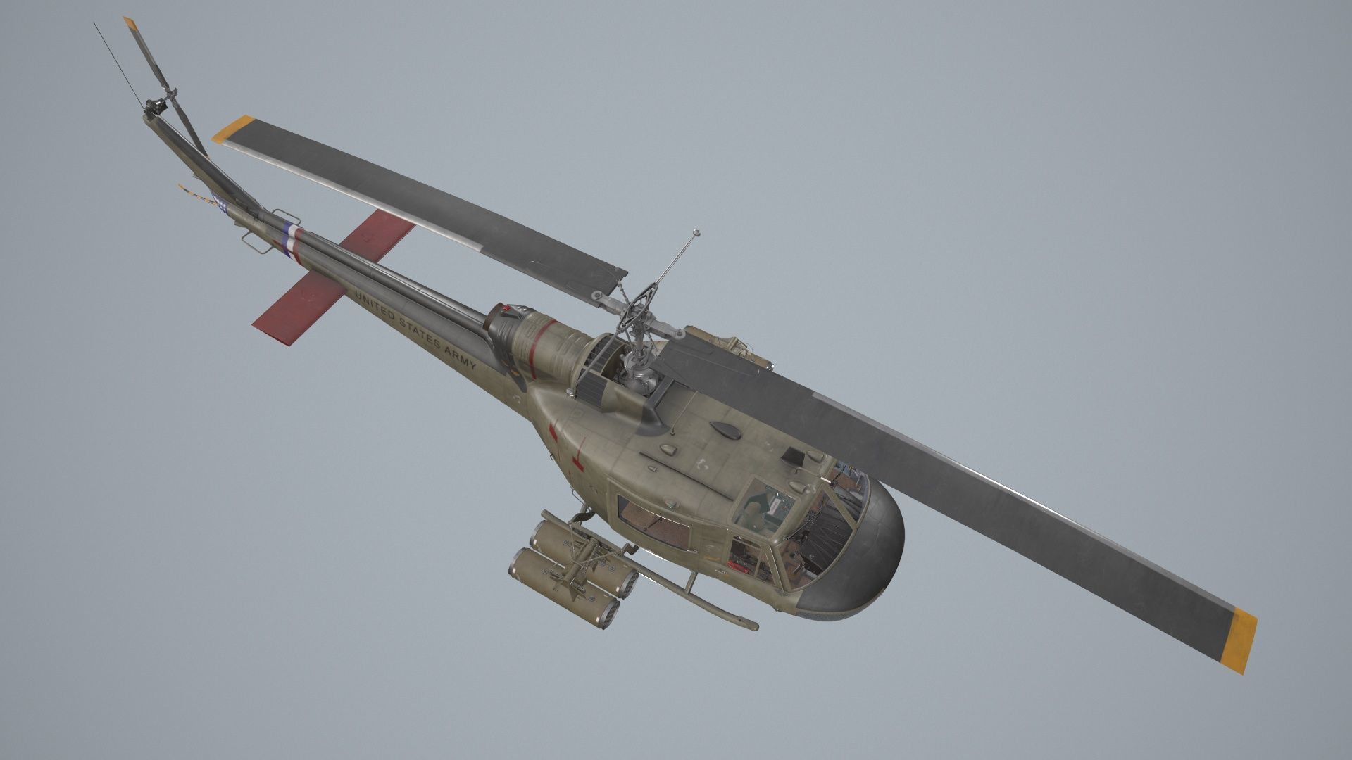 Bell UH-1C US Army 2 Static Low-poly 3D model_7