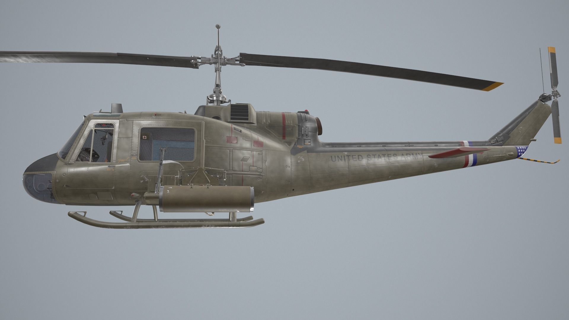 Bell UH-1C US Army 2 Static Low-poly 3D model_13