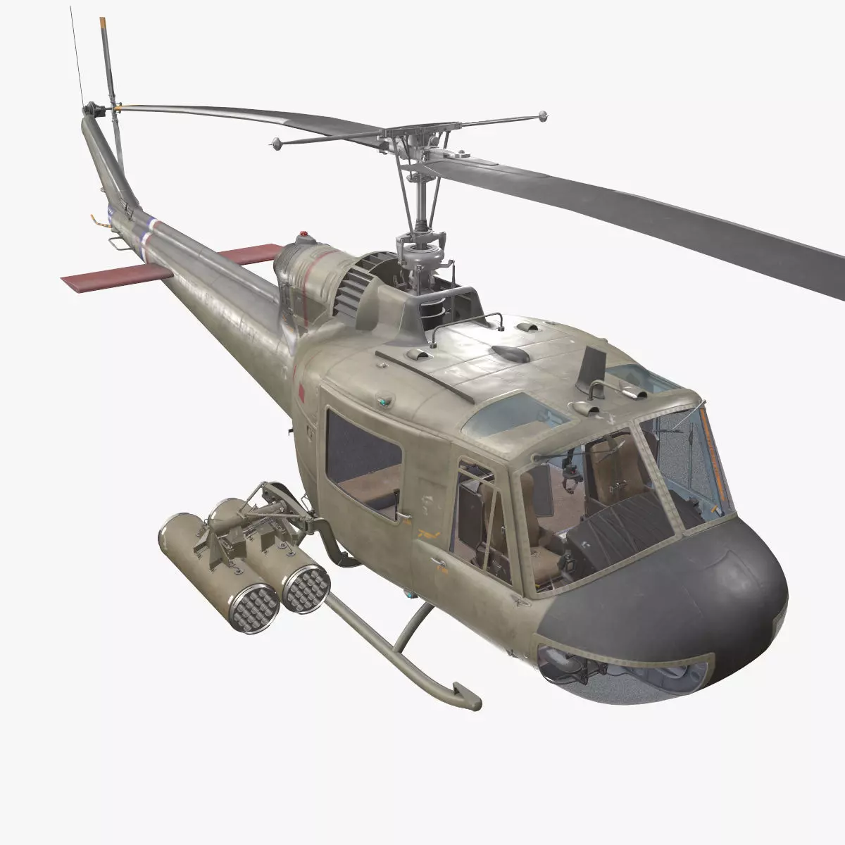 Bell UH-1C US Army 2 Static Low-poly 3D model_0
