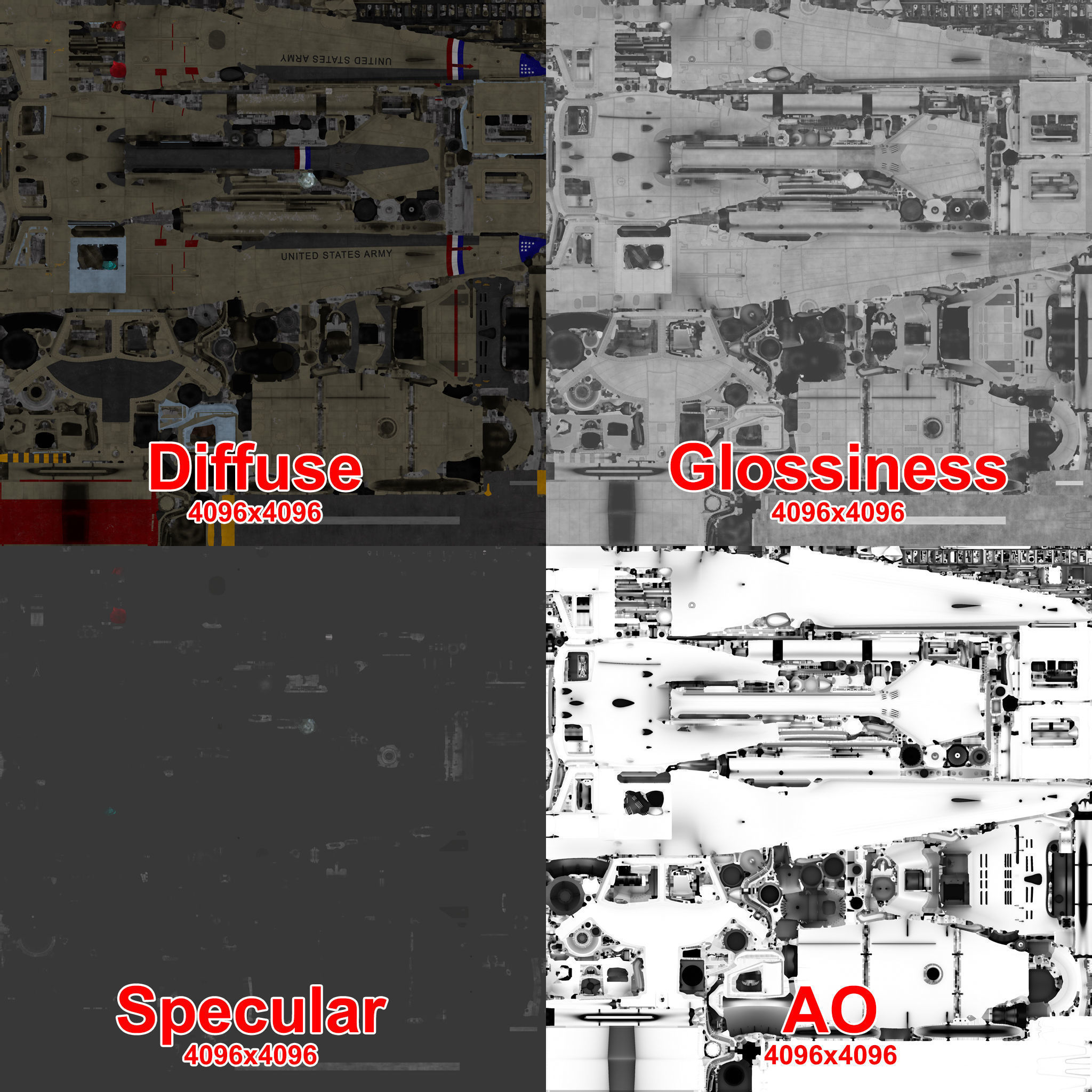 Bell UH-1C US Army 2 Static Low-poly 3D model_40