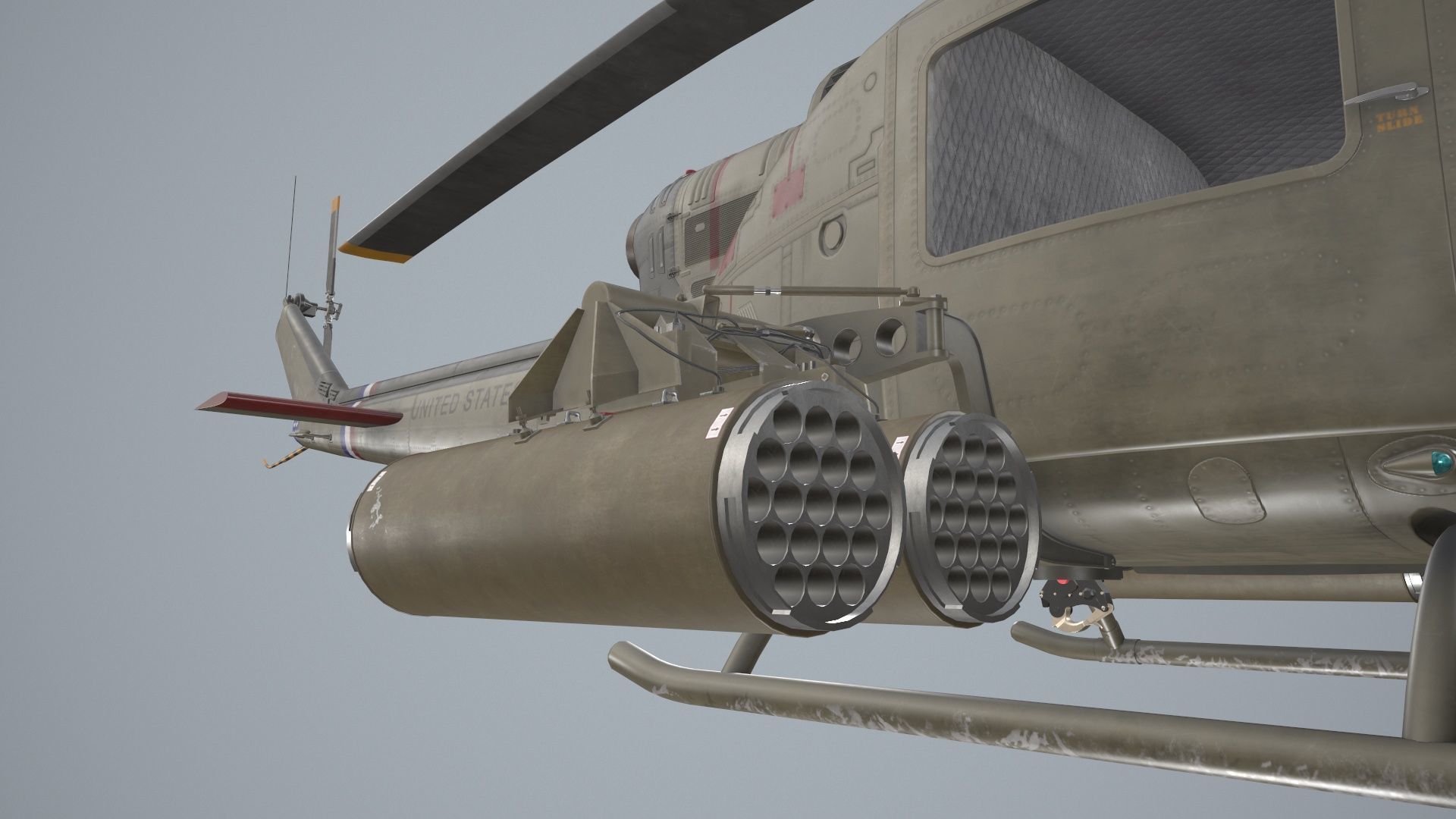 Bell UH-1C US Army 2 Static Low-poly 3D model_9