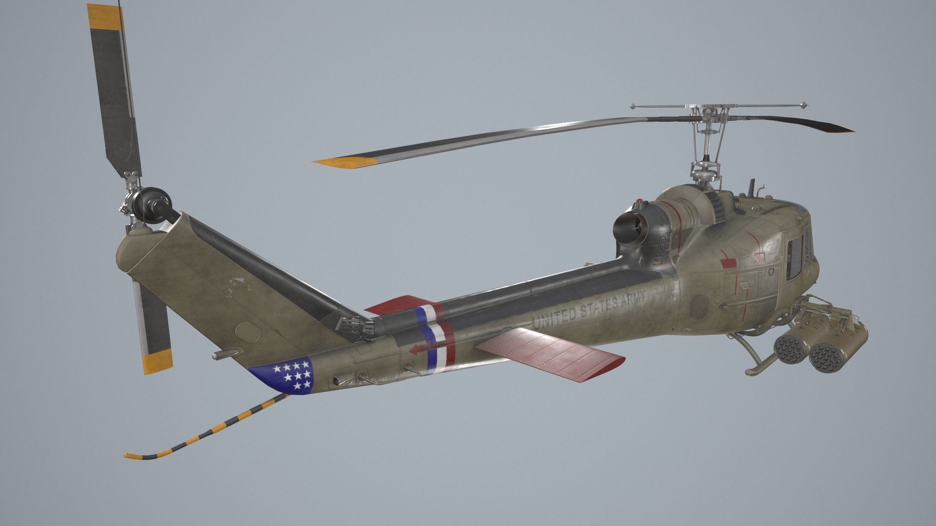 Bell UH-1C US Army 2 Static Low-poly 3D model_5