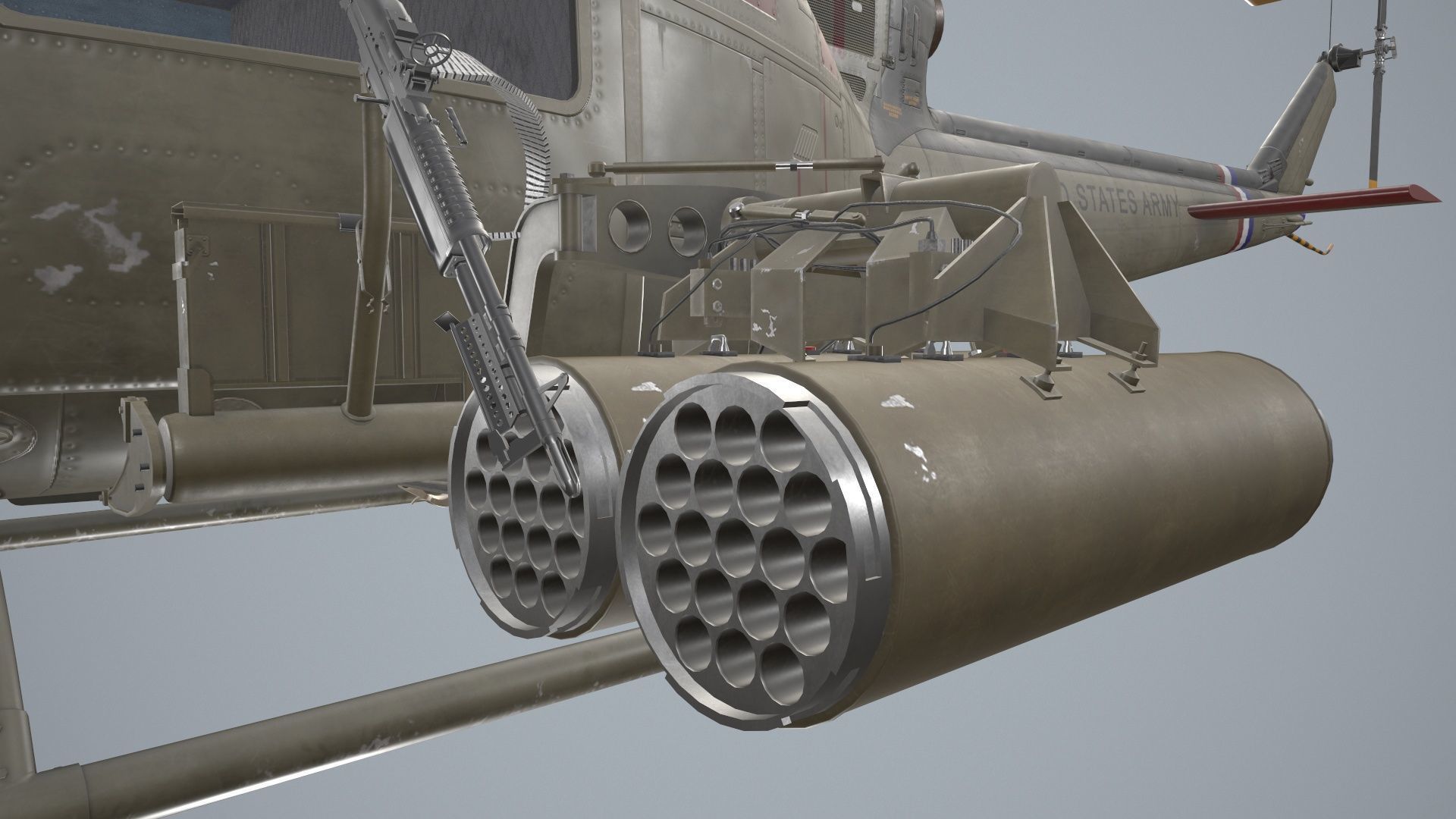 Bell UH-1C US Army 2 Static Low-poly 3D model_14