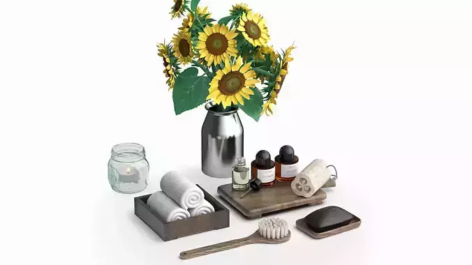 Rustic Bathroom Decor Set with Sunflowers