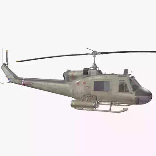 Bell UH-1C US Army 2 Basic Animation Low-poly 3D model