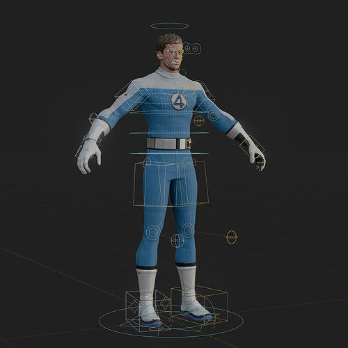Johnny Storm 3D Model Stylized Human Torch Rigged PBR FBX OBJ Low-poly 3D model