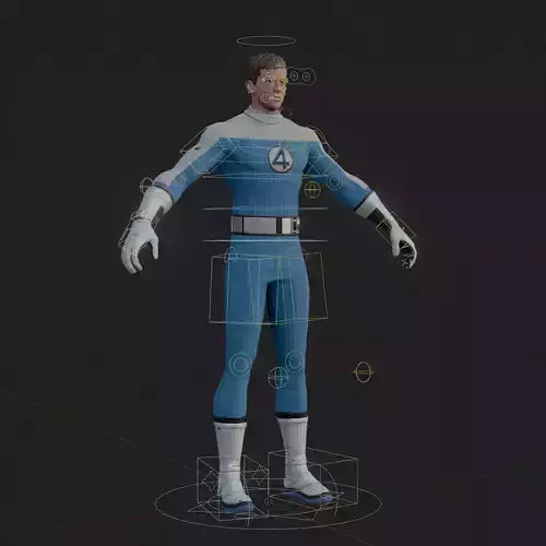 Johnny Storm 3D Model Stylized Human Torch Rigged PBR FBX OBJ Low-poly 3D model